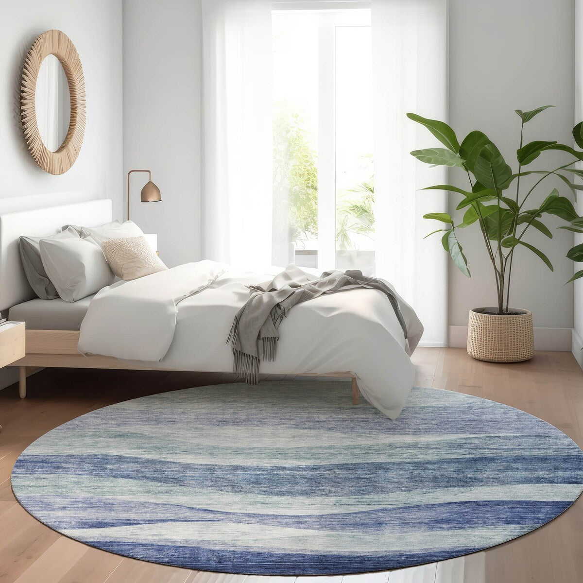 Tapis Chantille contemporain à vagues lavable en machine pour intérieur/extérieur
