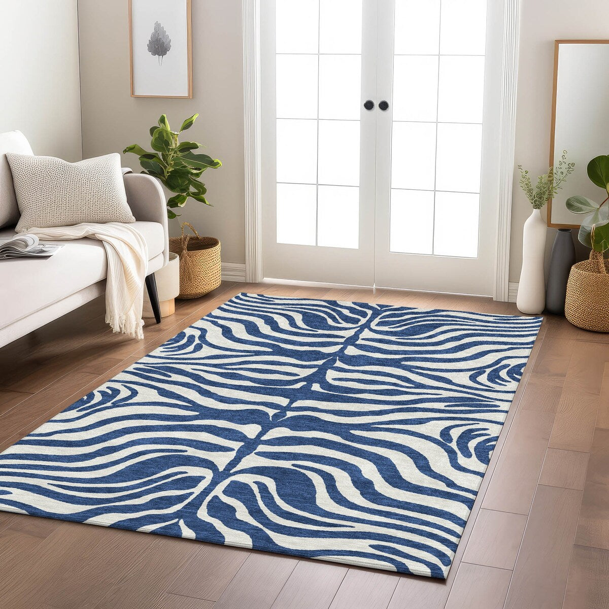 Tapis Chantille moderne à imprimé animal, lavable en machine, pour intérieur et extérieur