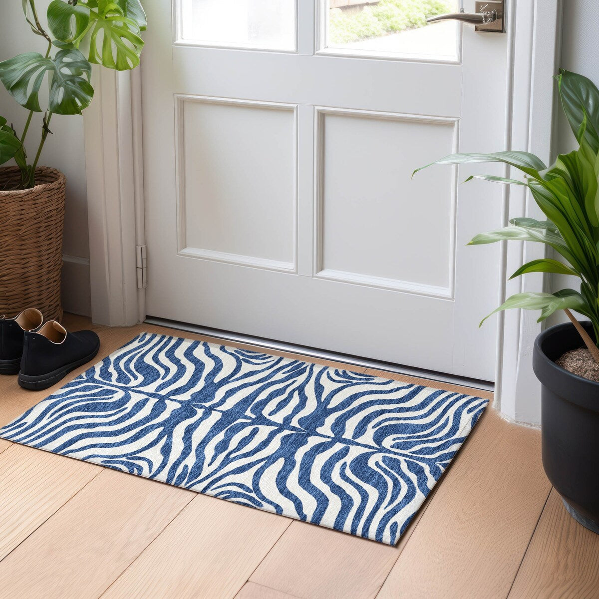 Tapis Chantille moderne à imprimé animal, lavable en machine, pour intérieur et extérieur
