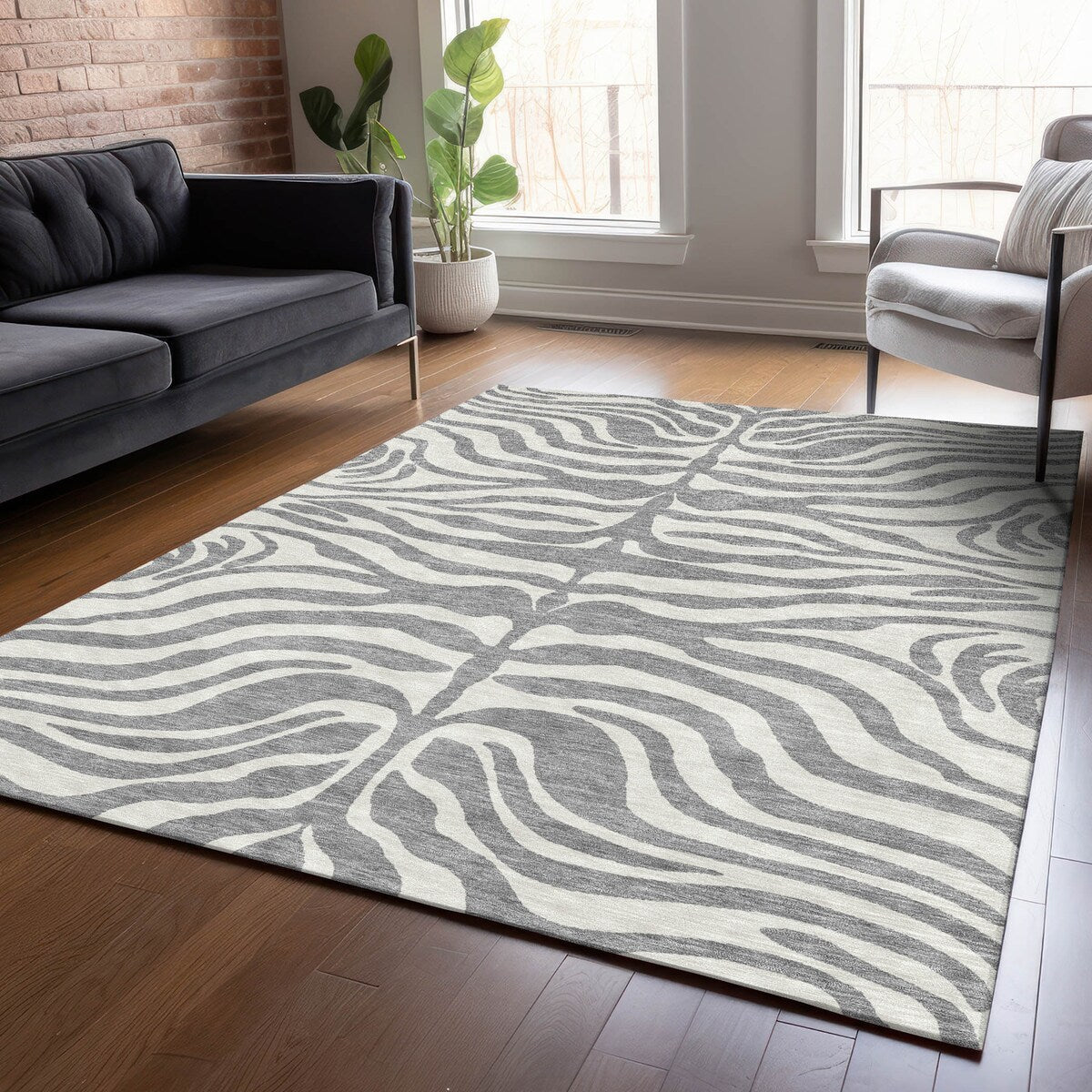 Tapis Chantille moderne à imprimé animal, lavable en machine, pour intérieur et extérieur