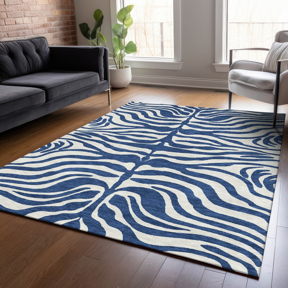 Tapis Chantille moderne à imprimé animal, lavable en machine, pour intérieur et extérieur