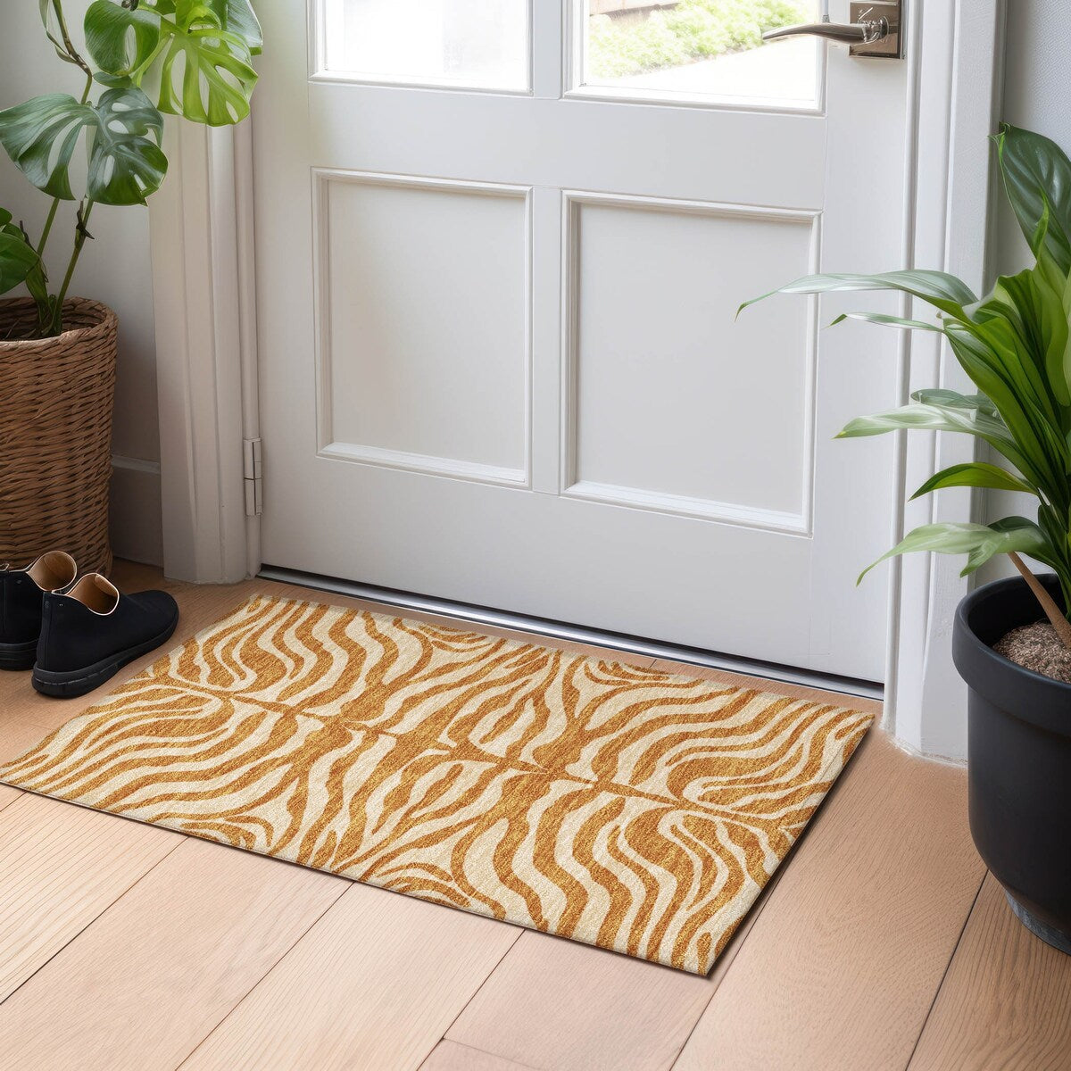 Tapis Chantille moderne à imprimé animal, lavable en machine, pour intérieur et extérieur