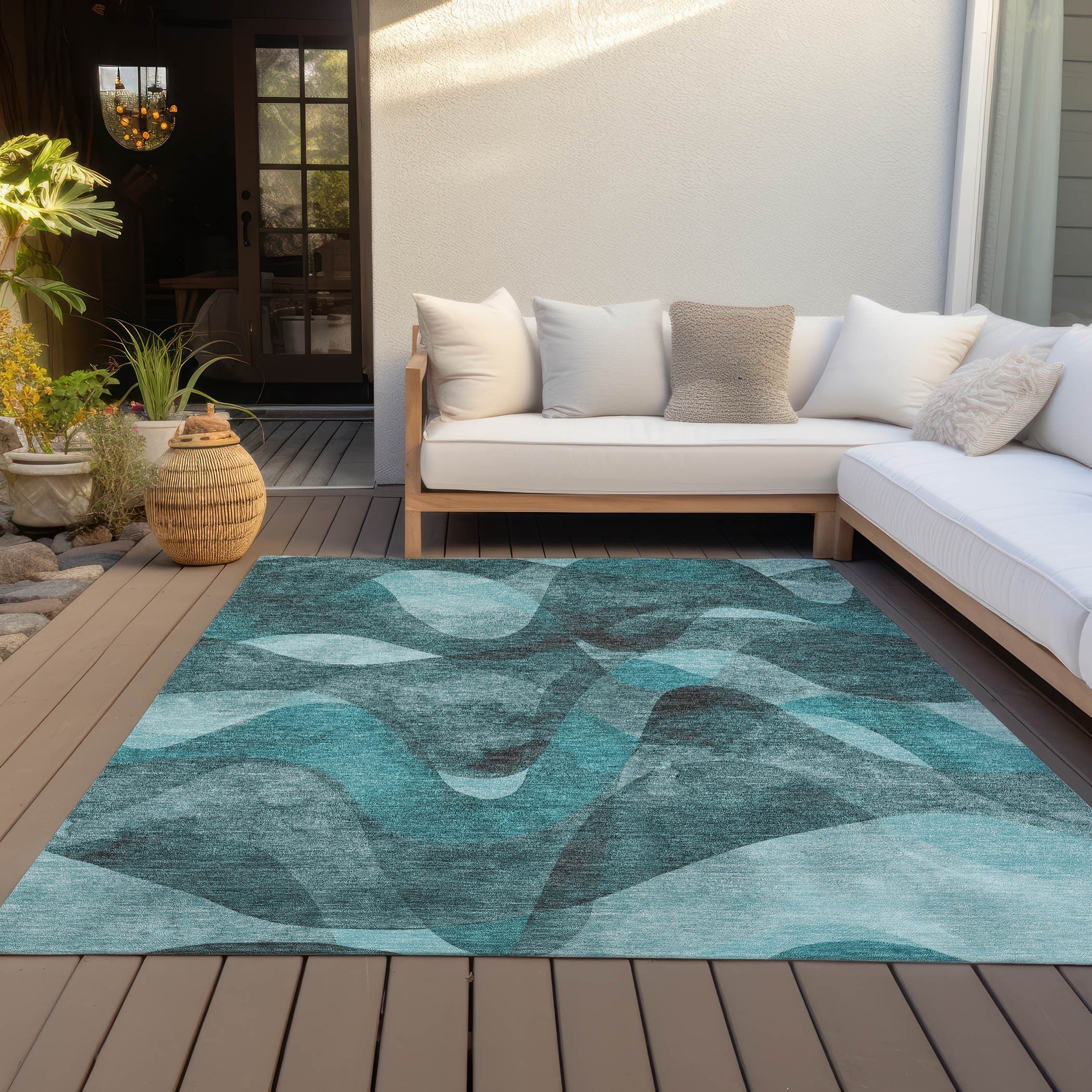 Tapis Chantille moderne lavable en machine pour intérieur/extérieur