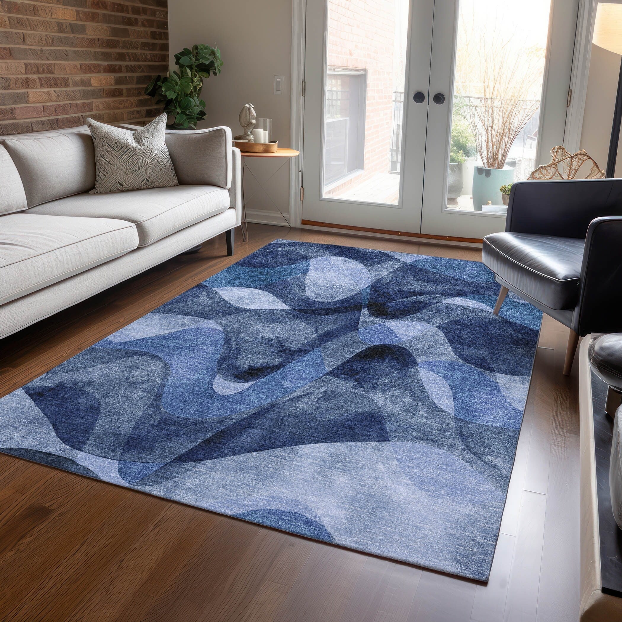 Tapis Chantille moderne lavable en machine pour intérieur/extérieur
