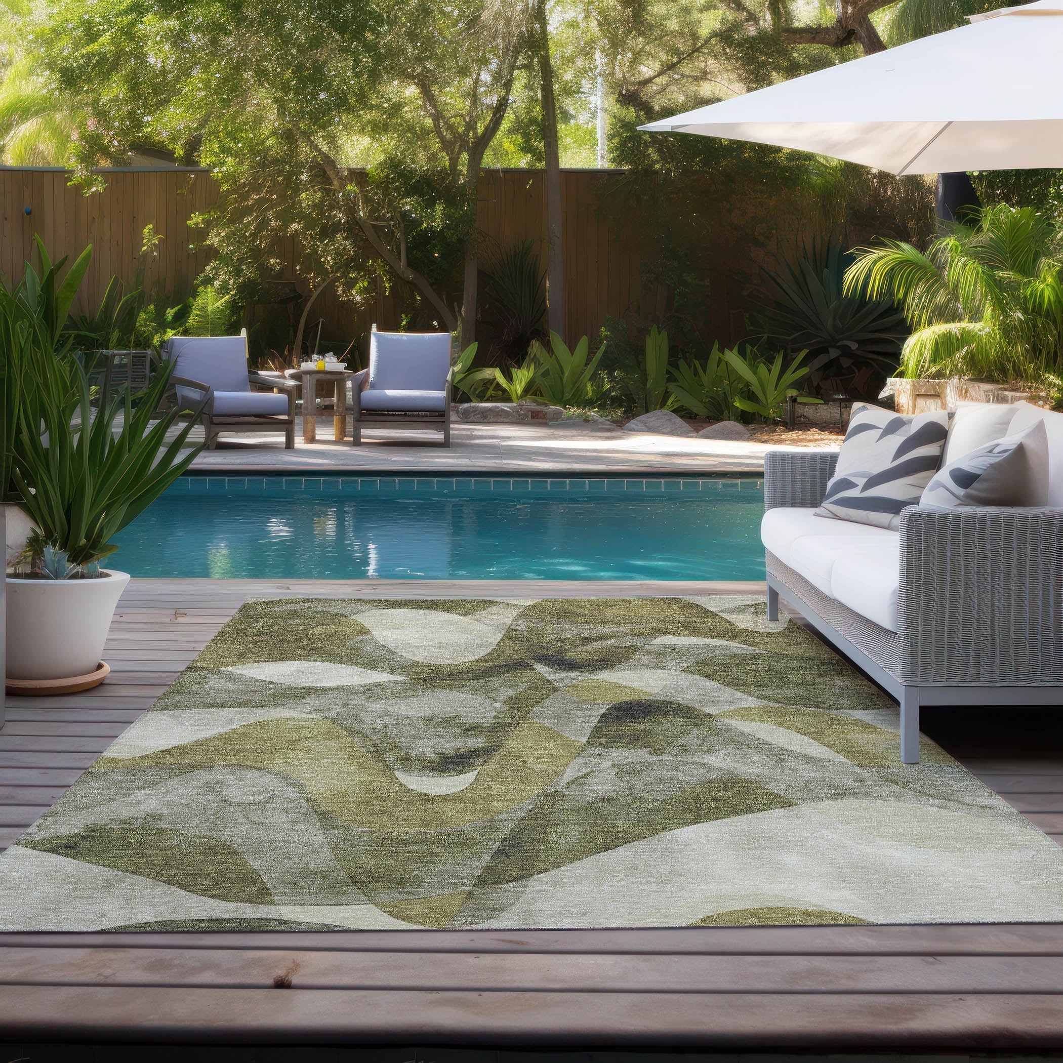 Tapis Chantille moderne lavable en machine pour intérieur/extérieur