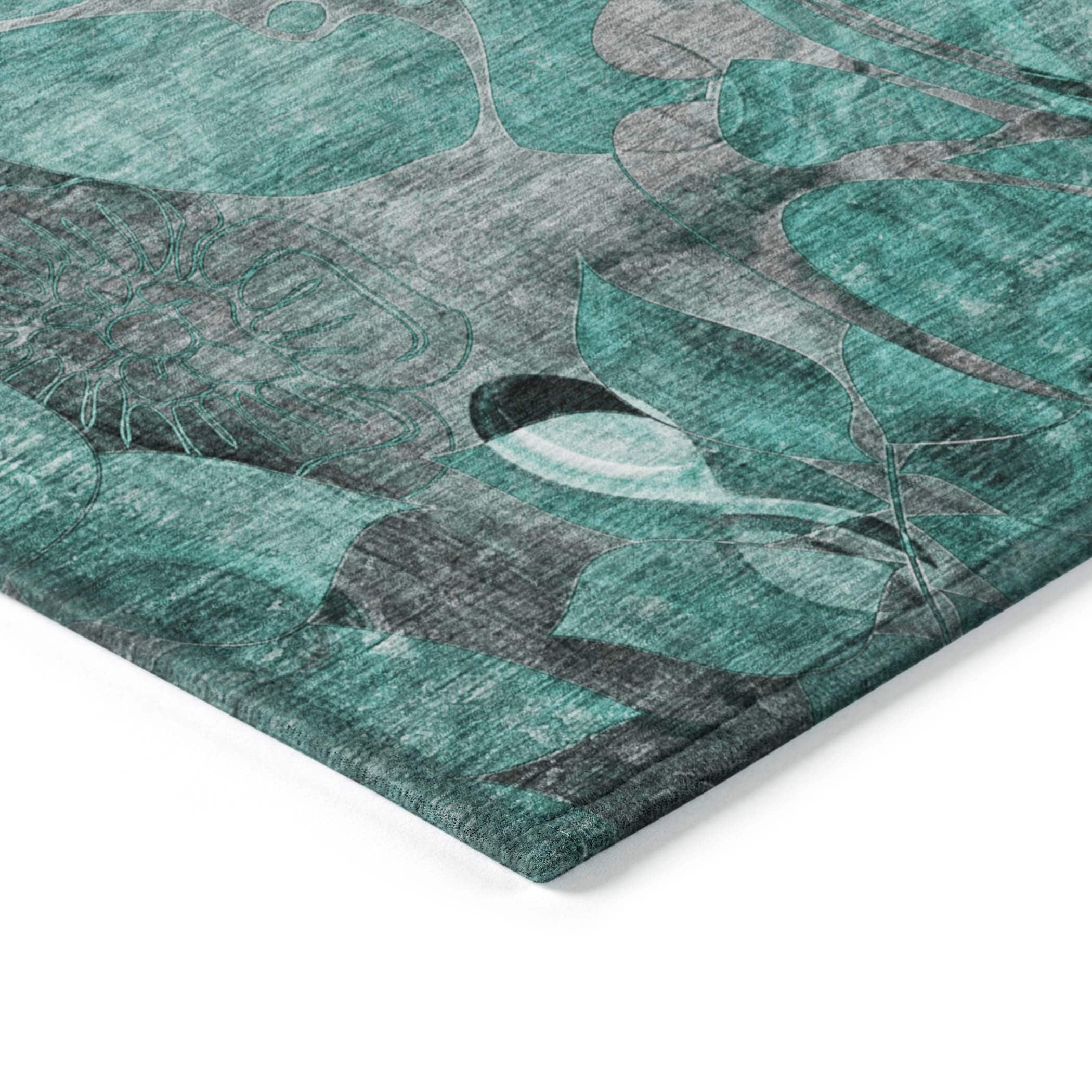 Tapis Chantille floral moderne lavable en machine pour intérieur/extérieur