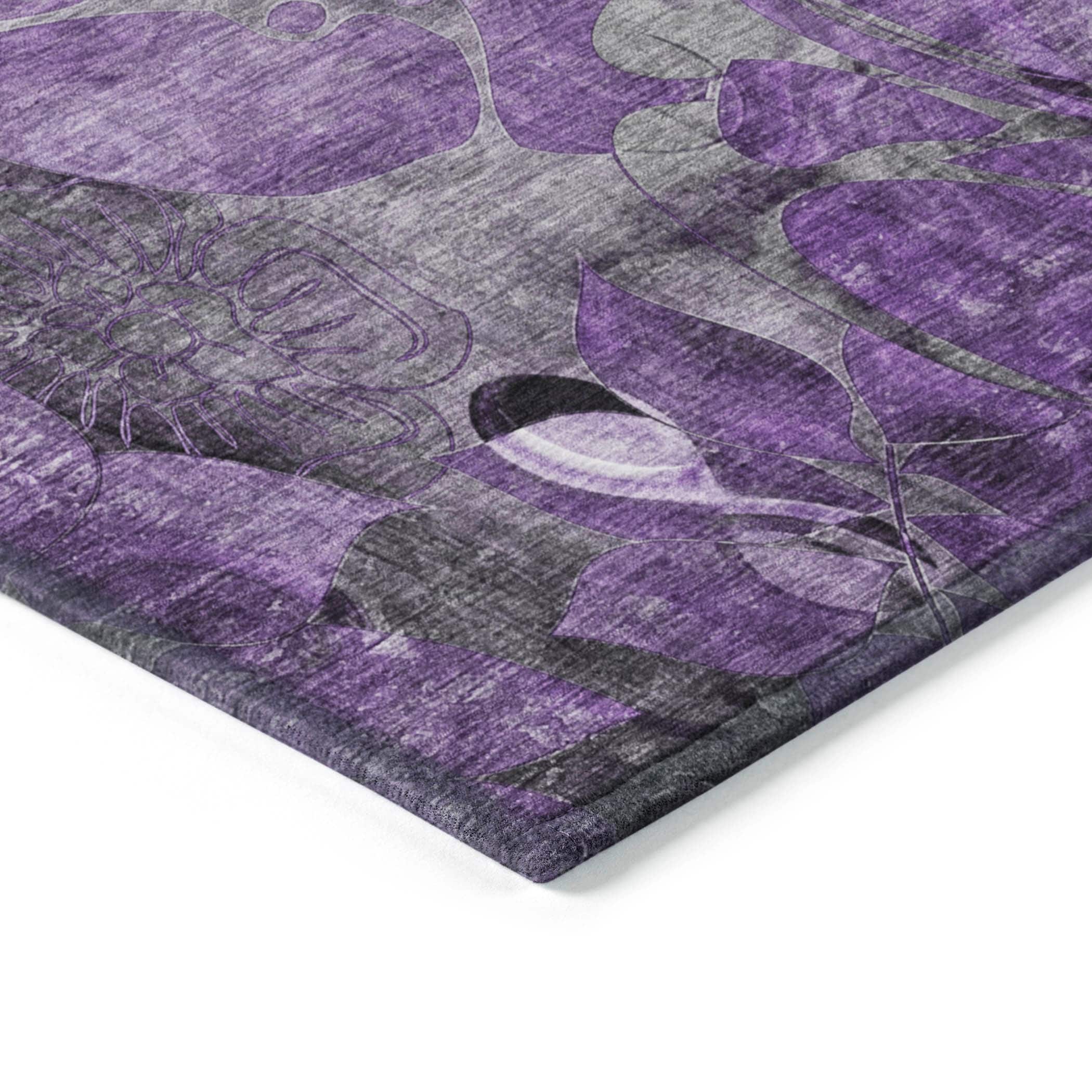 Tapis Chantille floral moderne lavable en machine pour intérieur/extérieur