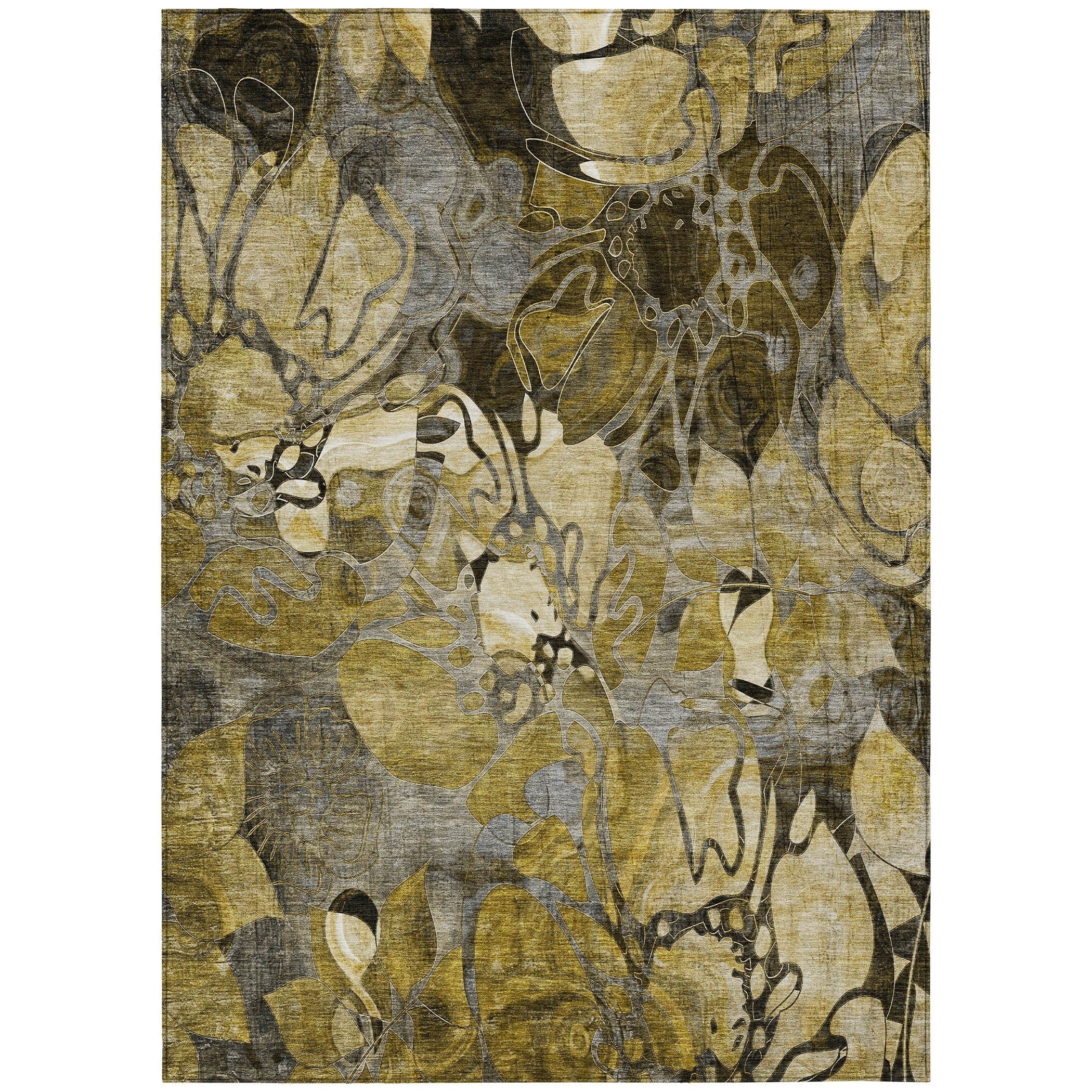 Tapis Chantille floral moderne lavable en machine pour intérieur/extérieur