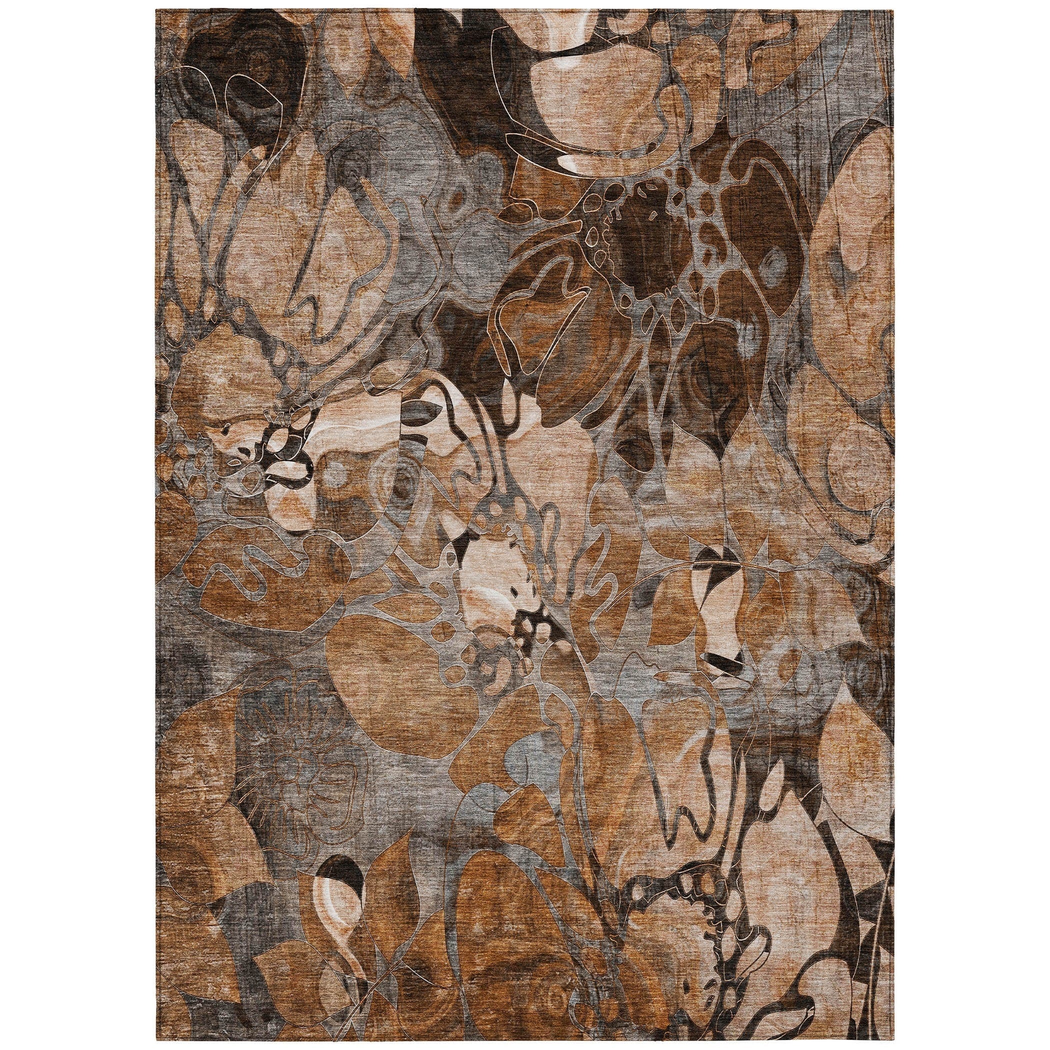 Tapis Chantille floral moderne lavable en machine pour intérieur/extérieur