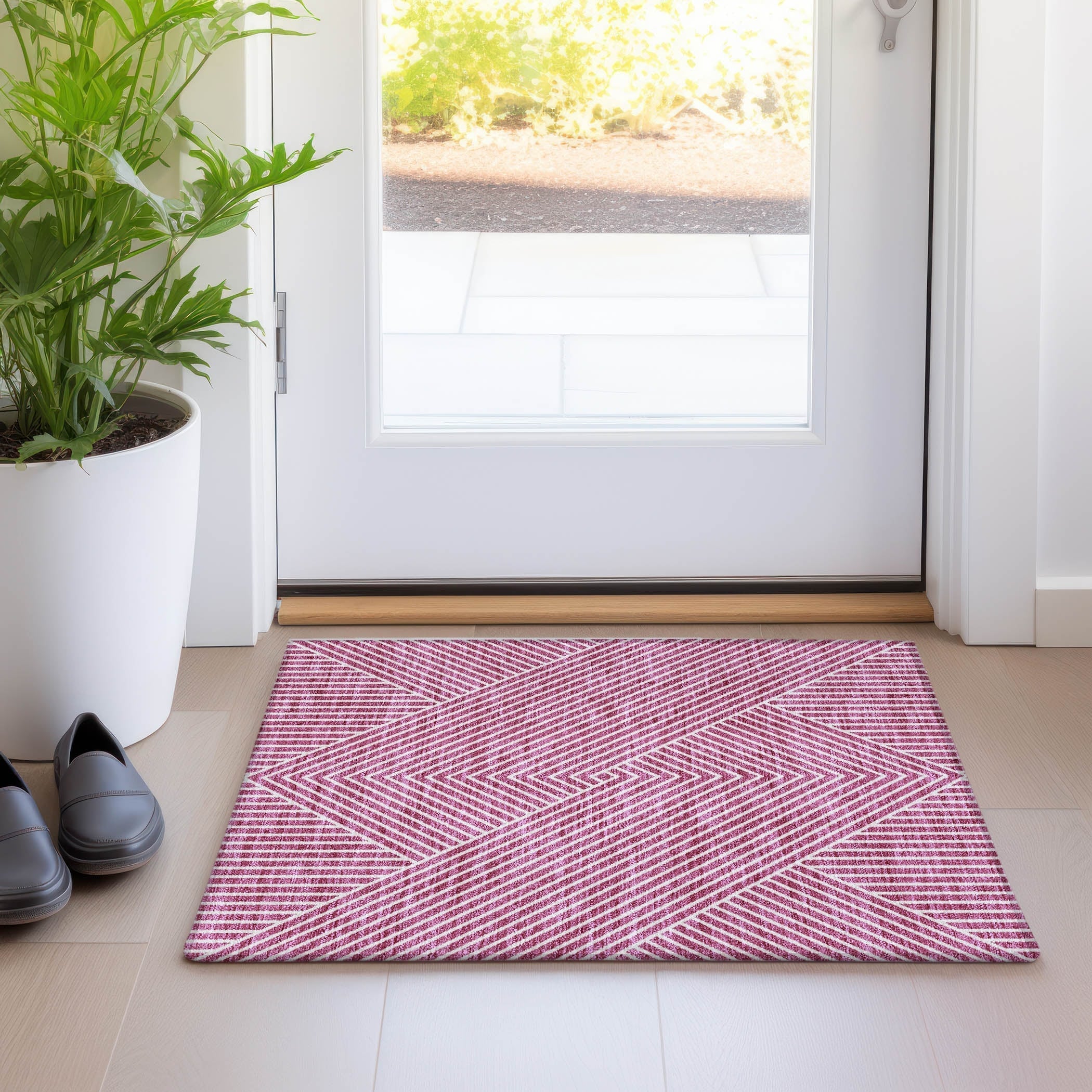 Tapis moderne Geo Chantille lavable en machine pour intérieur/extérieur