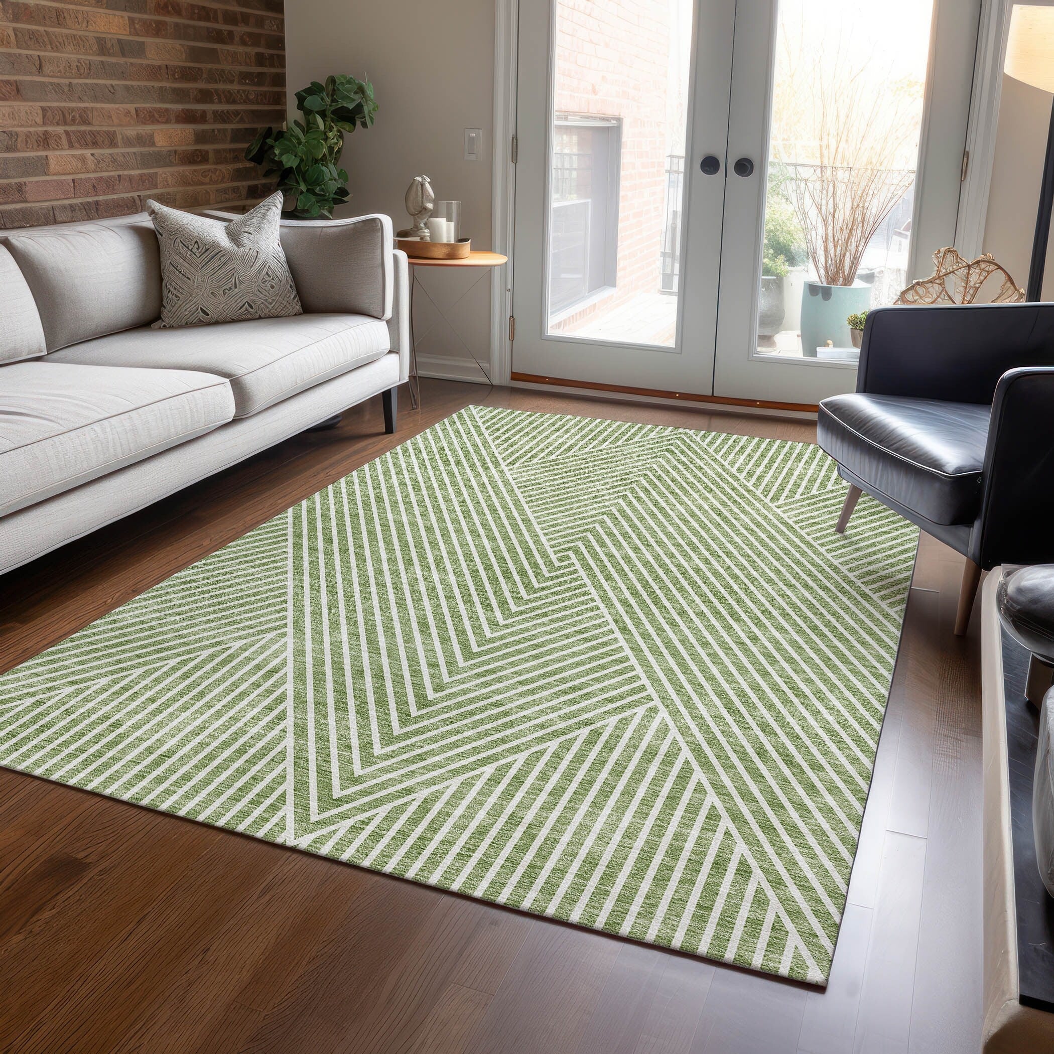 Tapis moderne Geo Chantille lavable en machine pour intérieur/extérieur