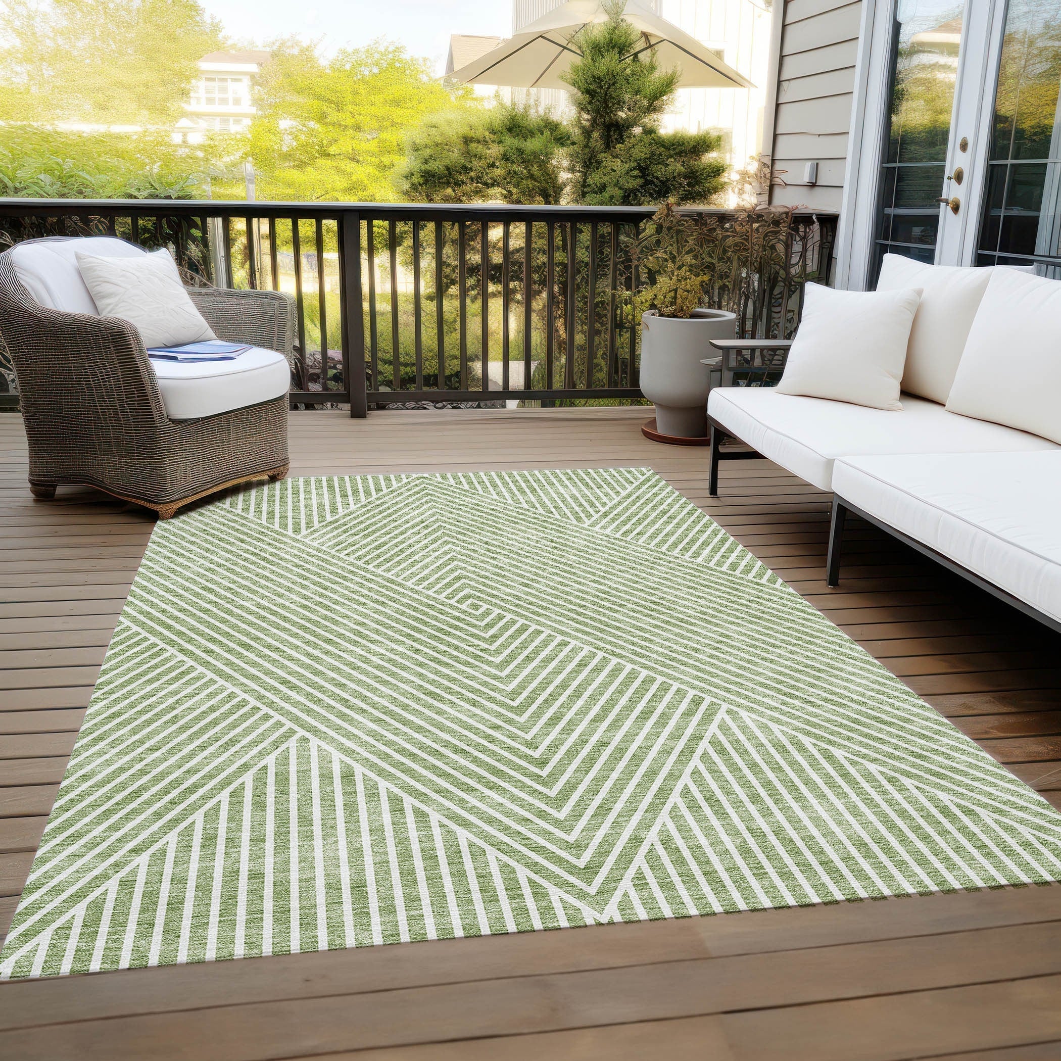 Tapis moderne Geo Chantille lavable en machine pour intérieur/extérieur