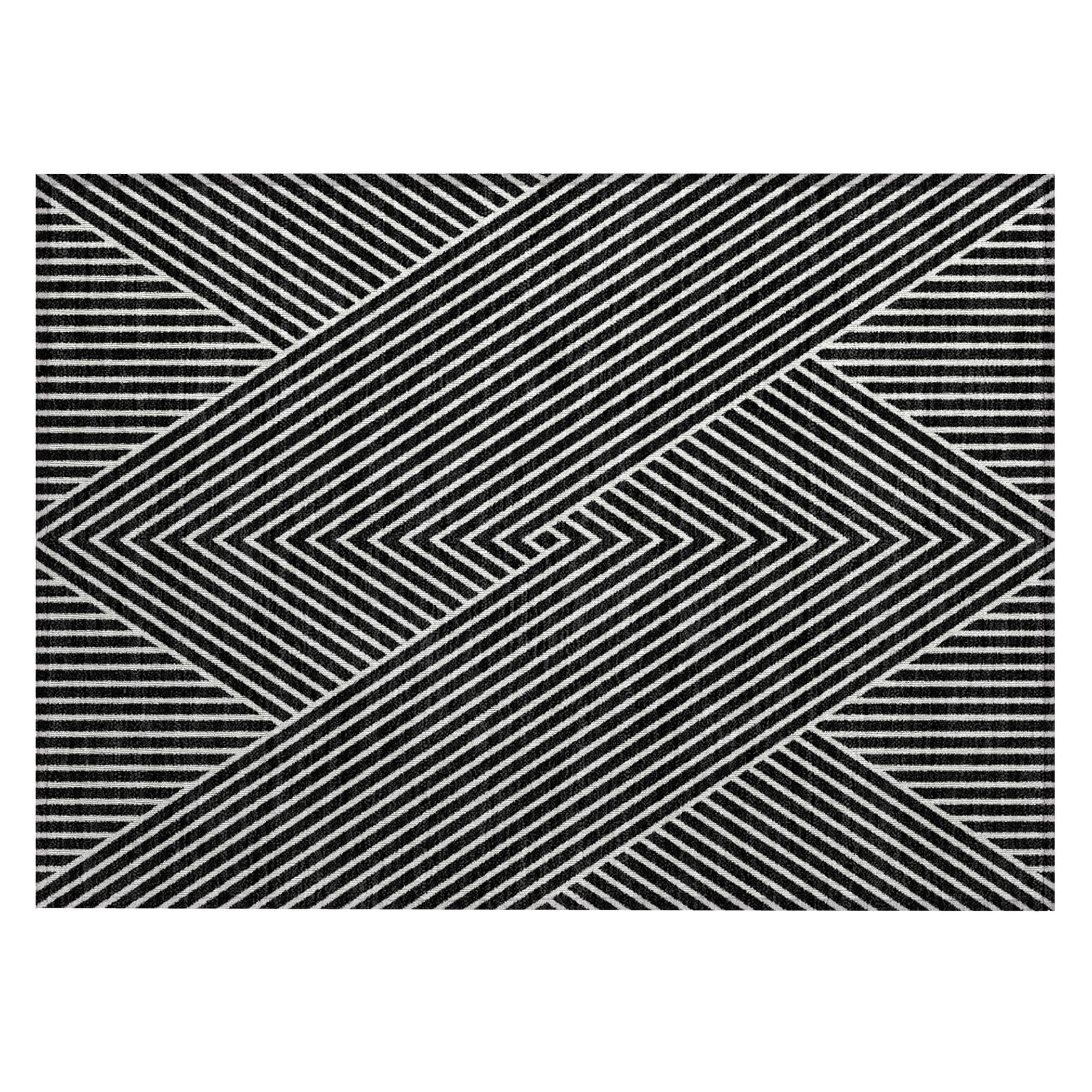 Tapis moderne Geo Chantille lavable en machine pour intérieur/extérieur