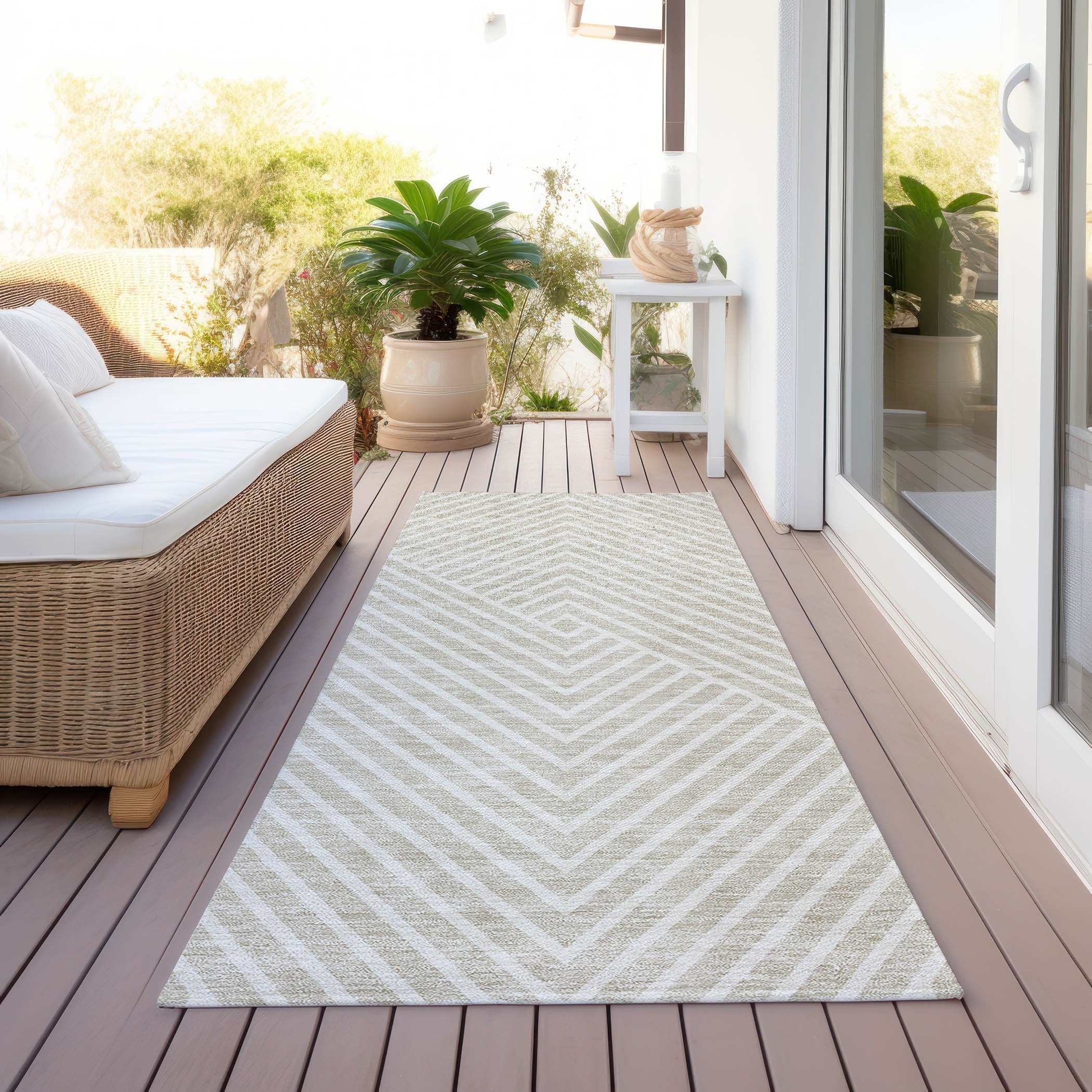 Tapis moderne Geo Chantille lavable en machine pour intérieur/extérieur