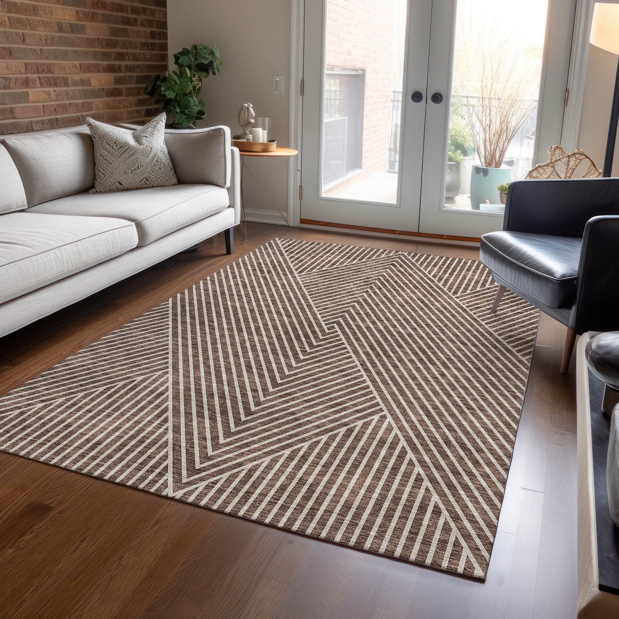 Tapis moderne Geo Chantille lavable en machine pour intérieur/extérieur