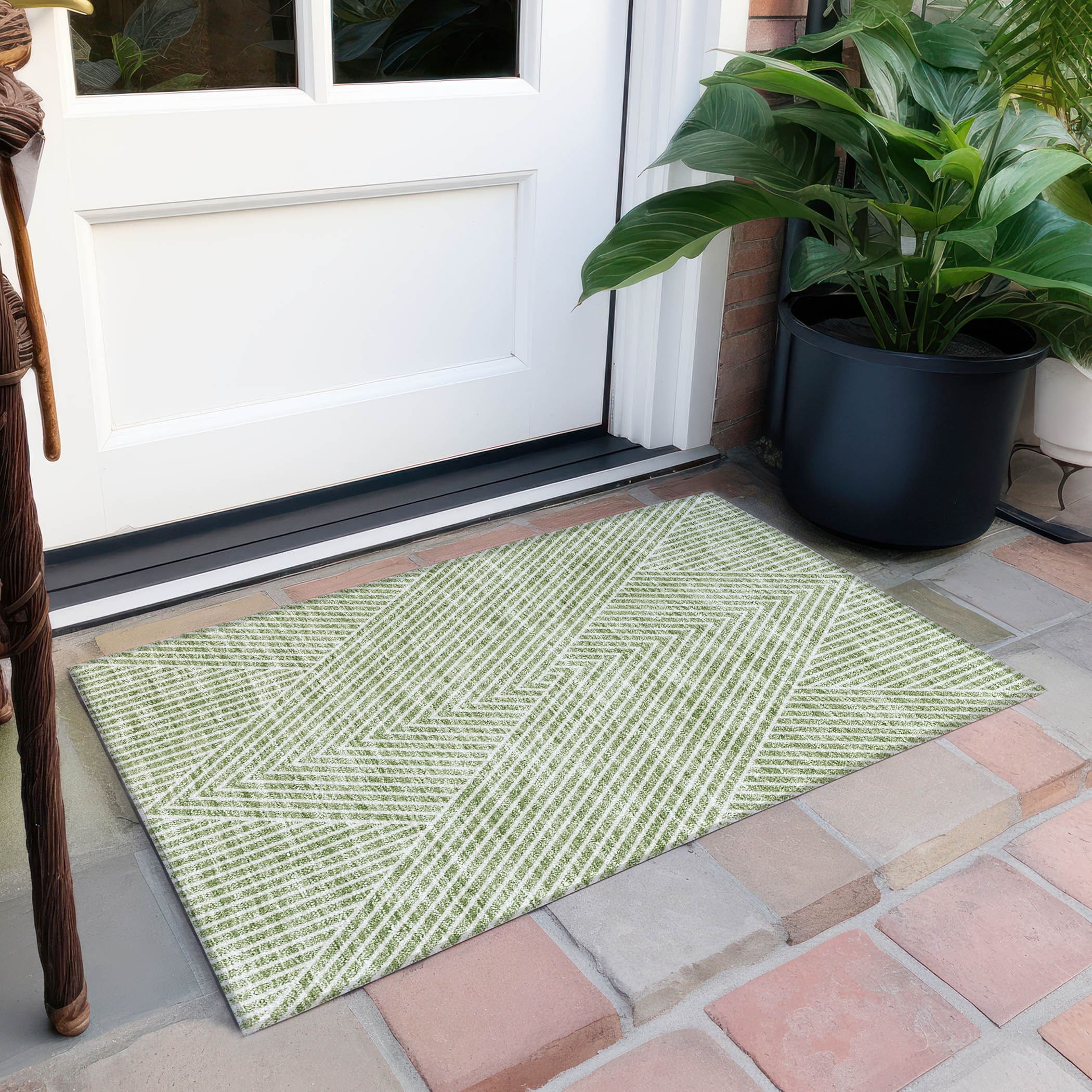 Tapis moderne Geo Chantille lavable en machine pour intérieur/extérieur
