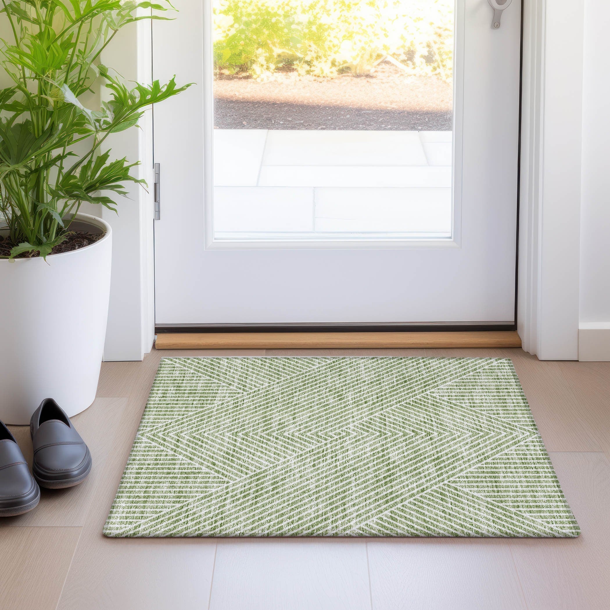 Tapis moderne Geo Chantille lavable en machine pour intérieur/extérieur