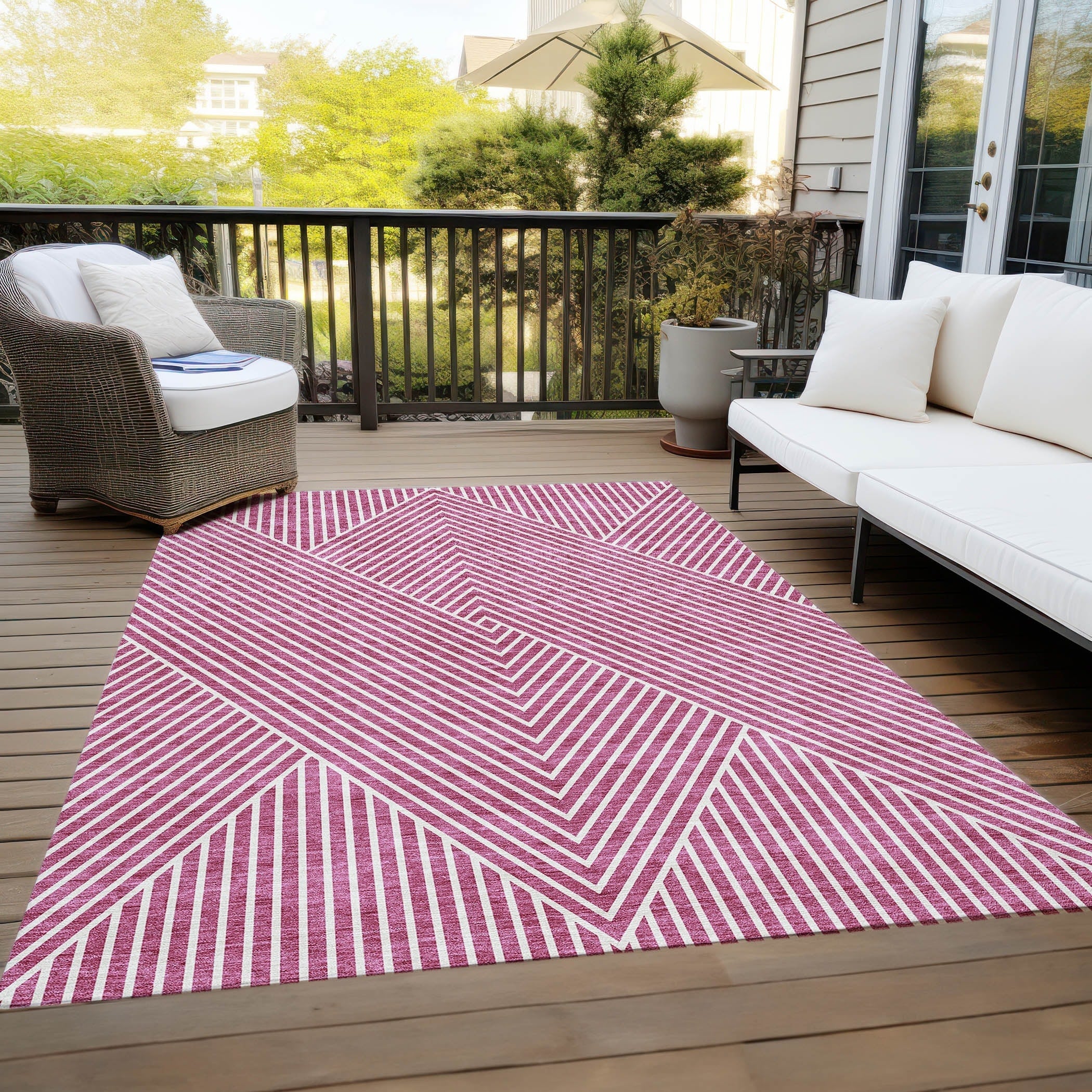 Tapis moderne Geo Chantille lavable en machine pour intérieur/extérieur