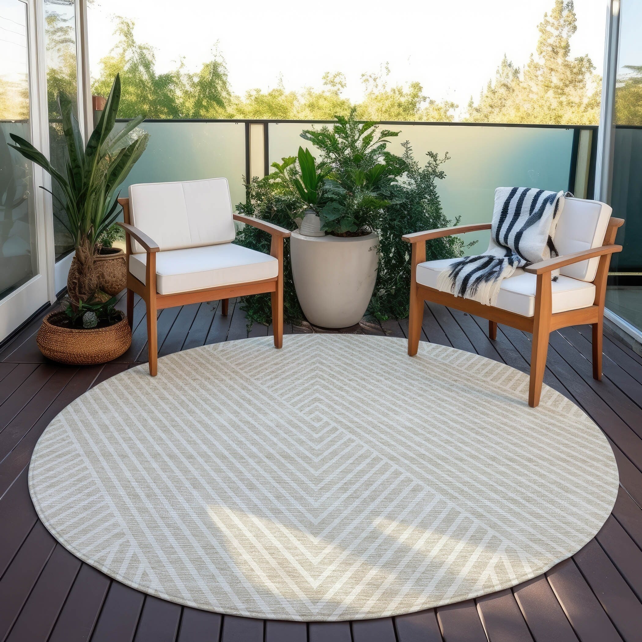 Tapis moderne Geo Chantille lavable en machine pour intérieur/extérieur
