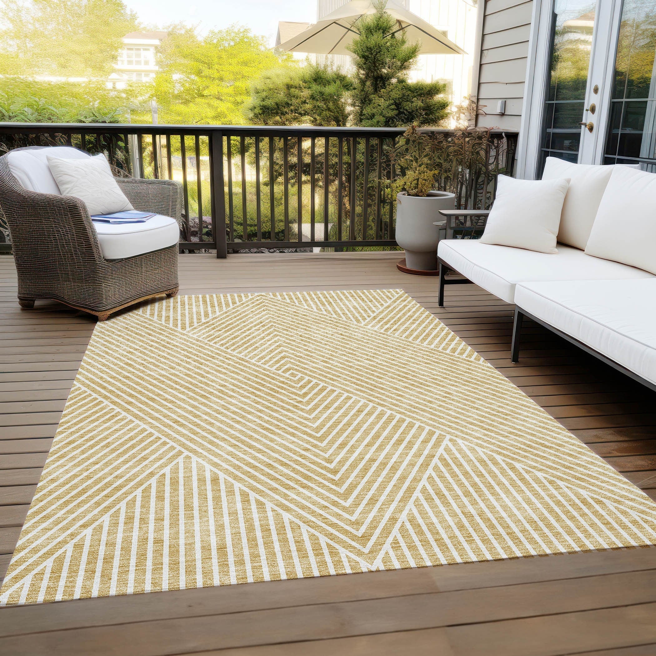 Tapis moderne Geo Chantille lavable en machine pour intérieur/extérieur