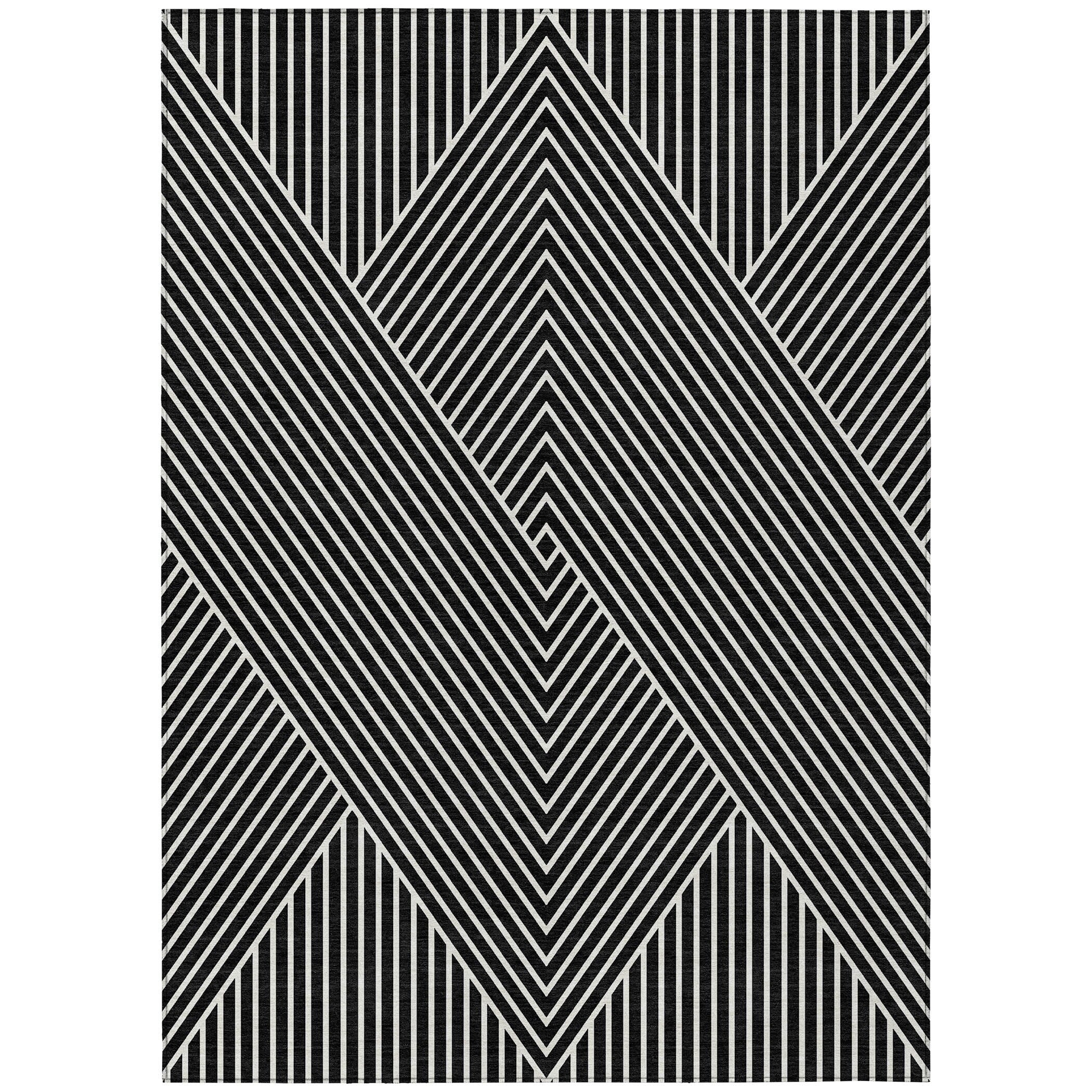 Tapis moderne Geo Chantille lavable en machine pour intérieur/extérieur