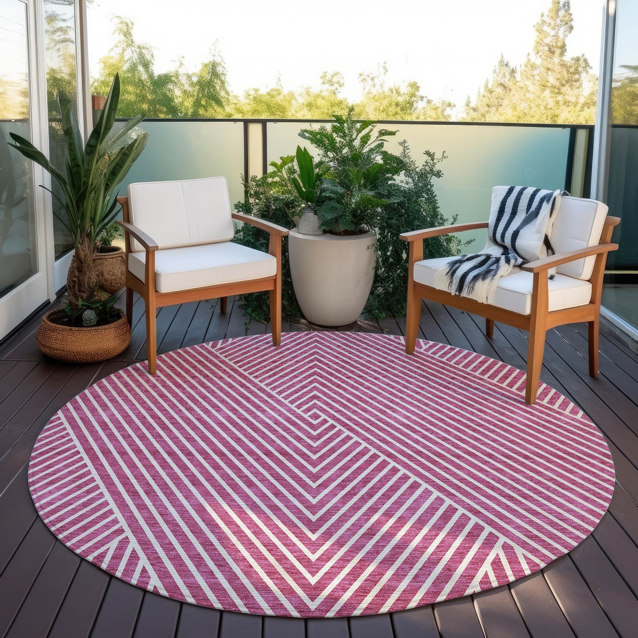 Tapis moderne Geo Chantille lavable en machine pour intérieur/extérieur