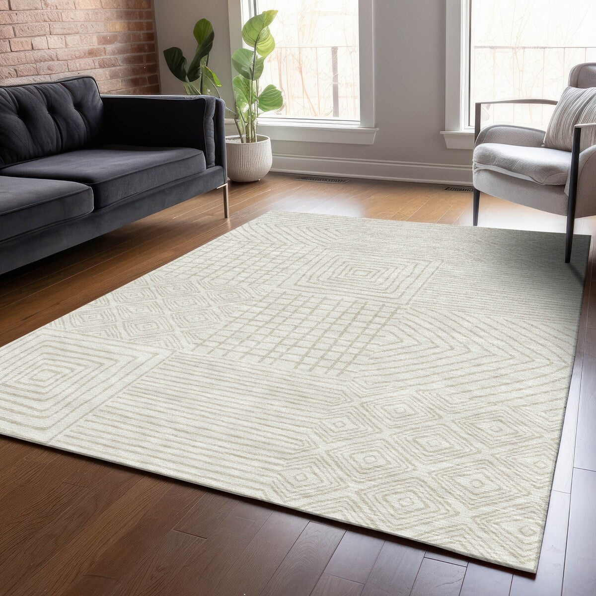 Tapis Chantille moderne en mosaïque lavable en machine pour intérieur/extérieur