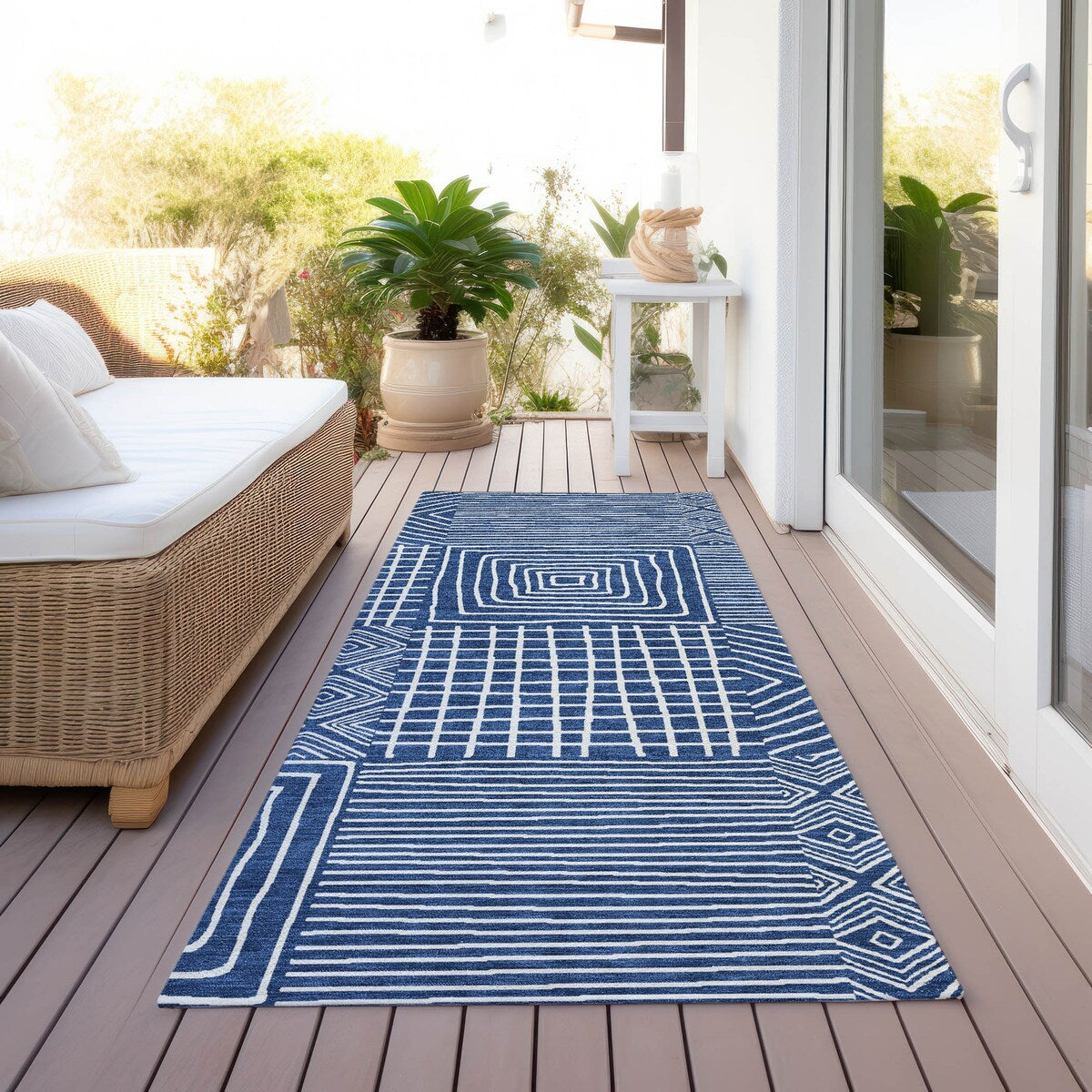 Tapis Chantille moderne en mosaïque lavable en machine pour intérieur/extérieur