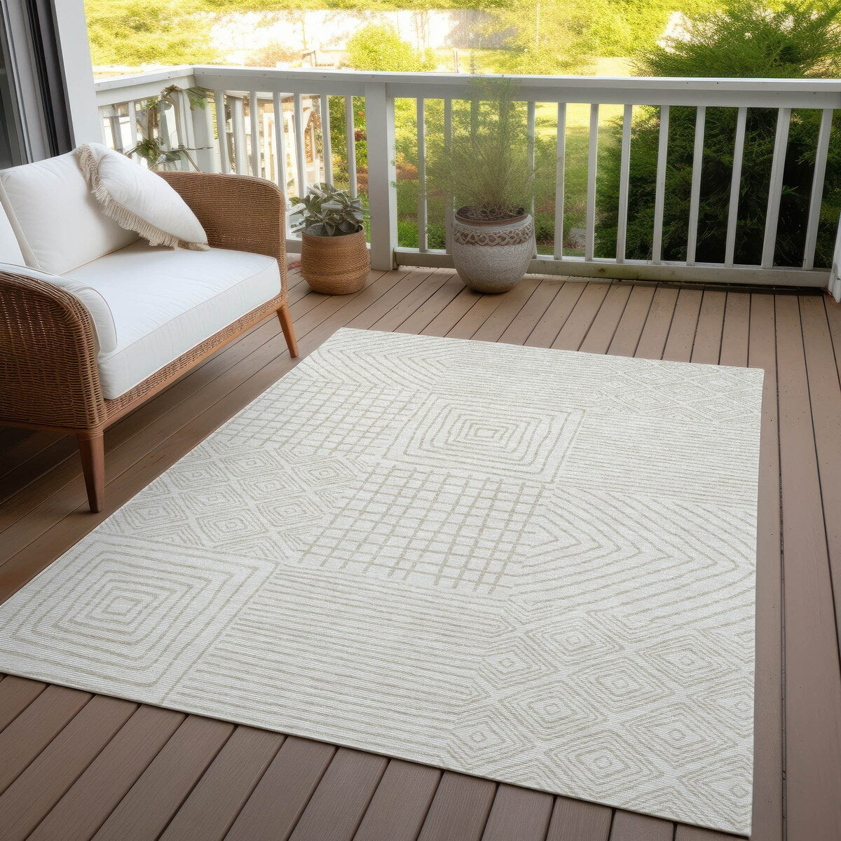 Tapis Chantille moderne en mosaïque lavable en machine pour intérieur/extérieur