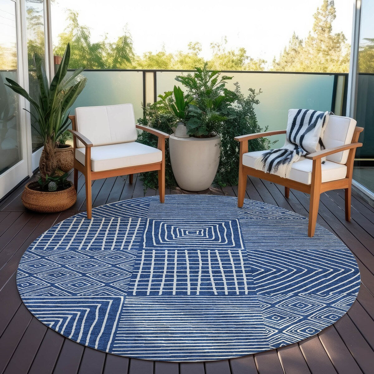 Tapis Chantille moderne en mosaïque lavable en machine pour intérieur/extérieur