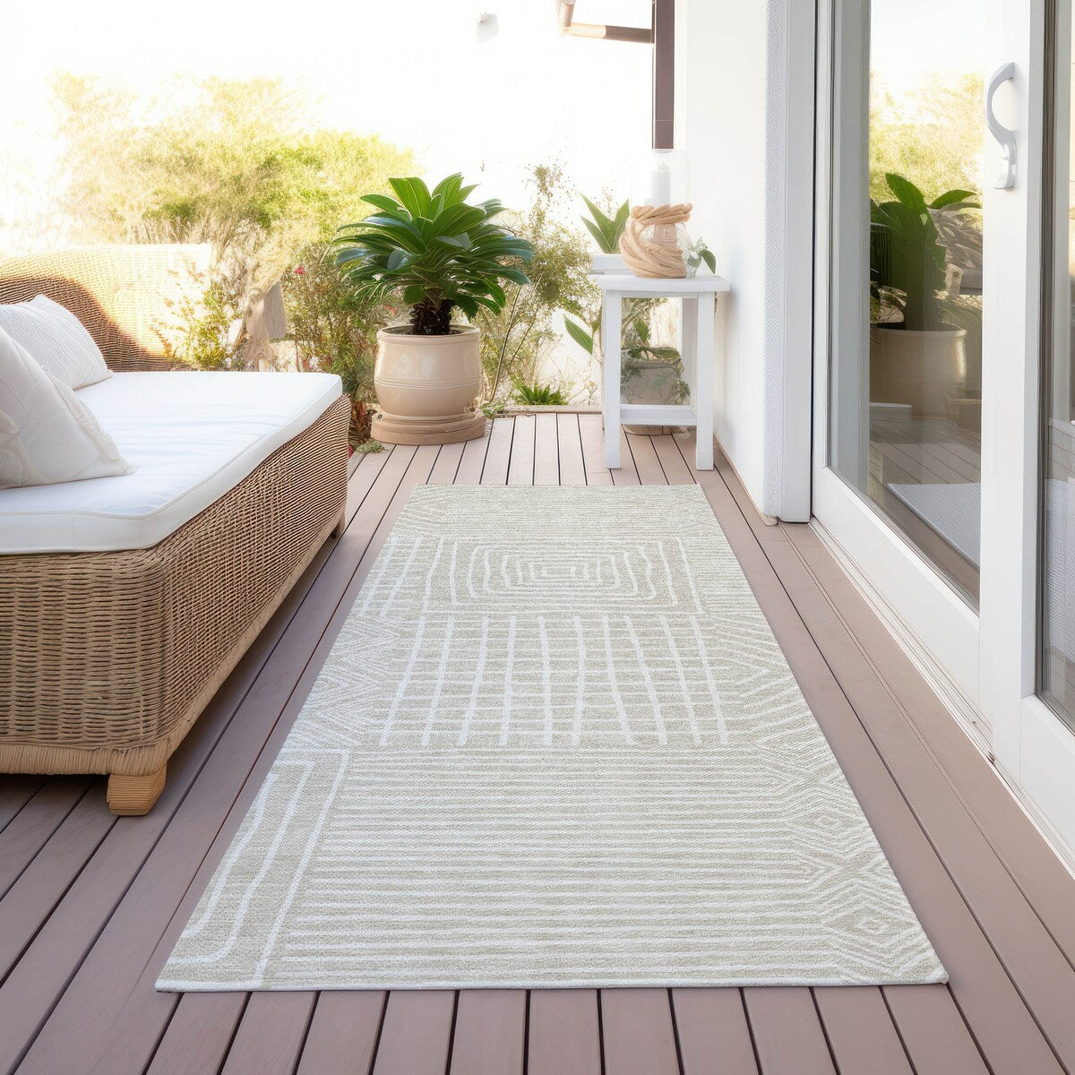 Tapis Chantille moderne en mosaïque lavable en machine pour intérieur/extérieur