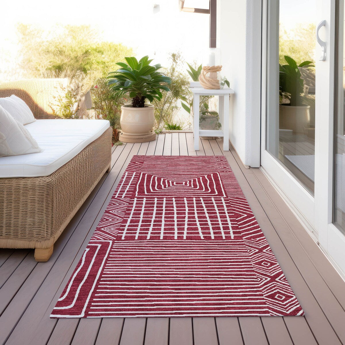 Tapis Chantille moderne en mosaïque lavable en machine pour intérieur/extérieur