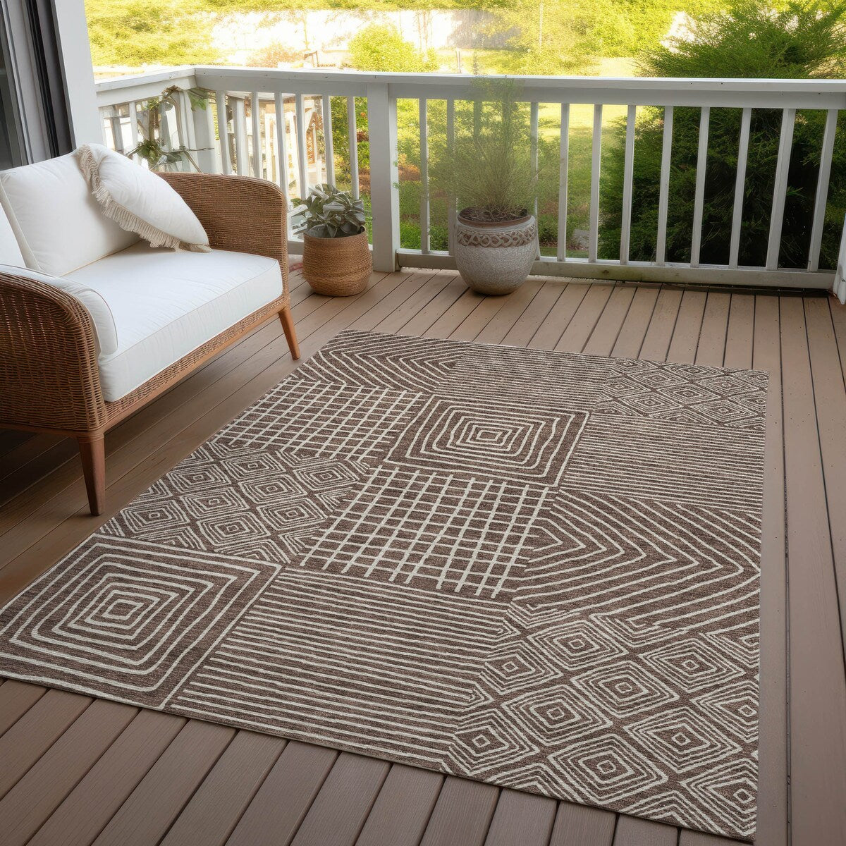 Tapis Chantille moderne en mosaïque lavable en machine pour intérieur/extérieur