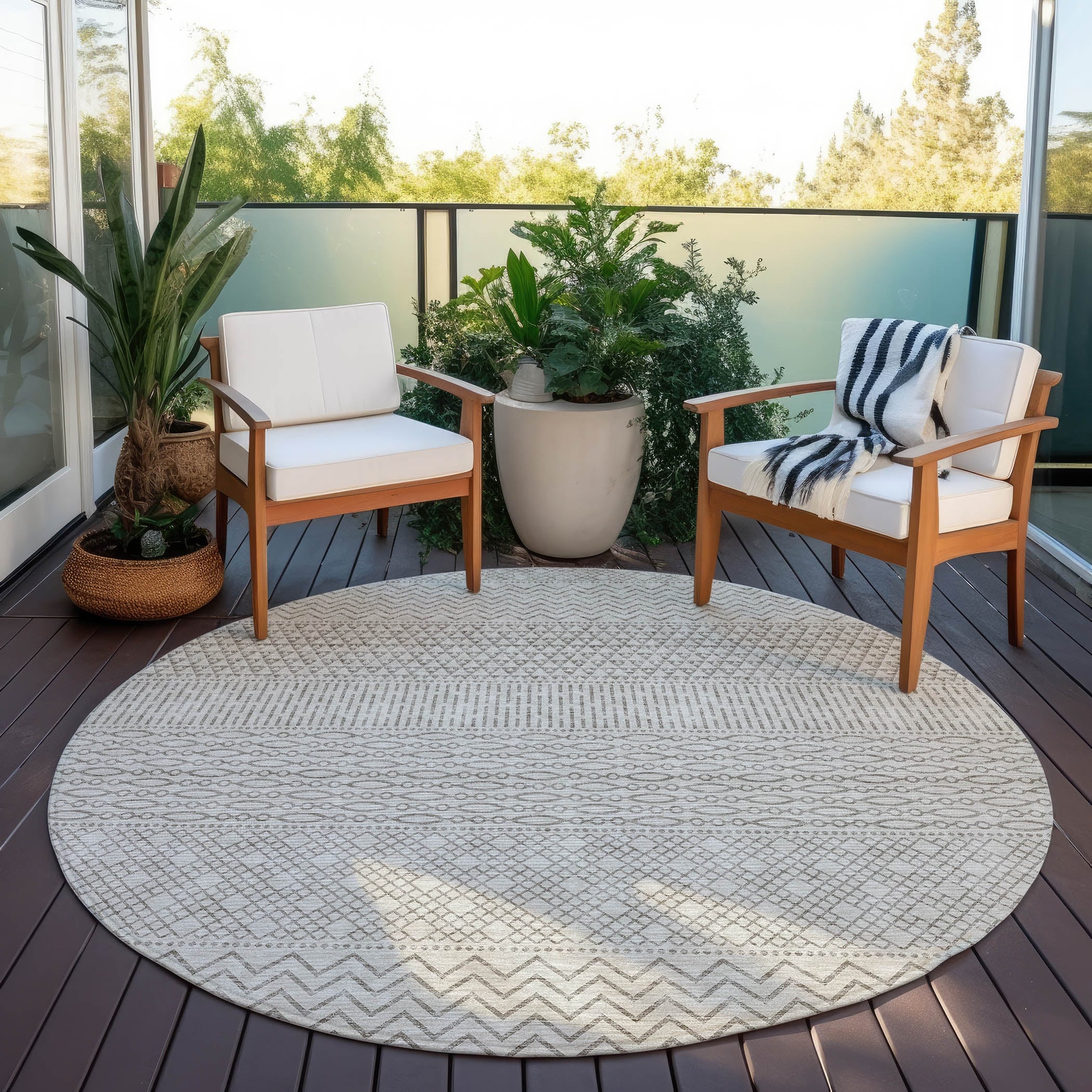 Tapis Chantille moderne à rayures lavable en machine pour intérieur/extérieur