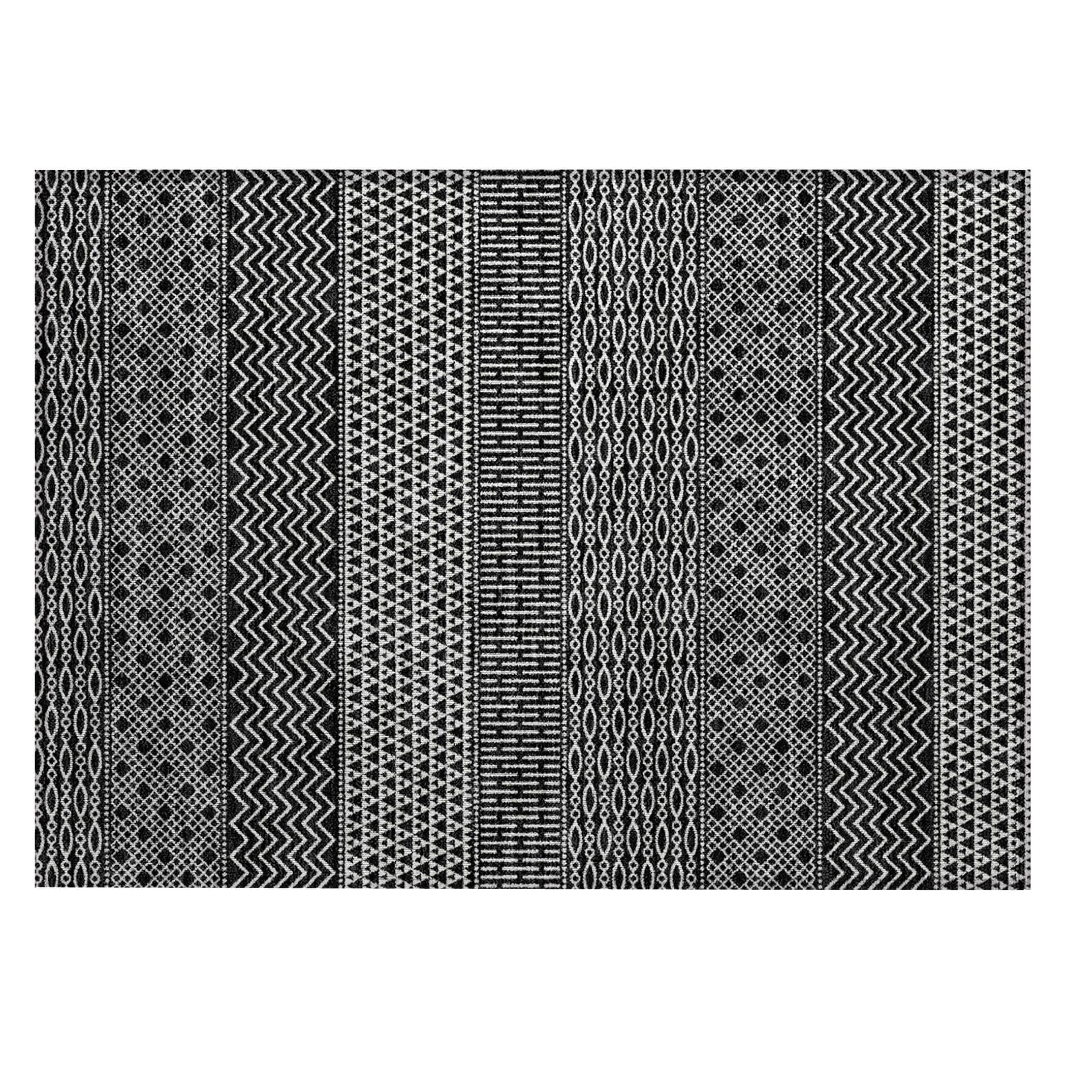 Tapis Chantille moderne à rayures lavable en machine pour intérieur/extérieur