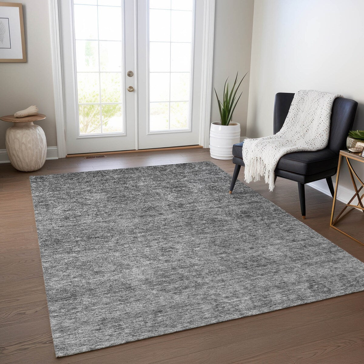 Tapis Chantille damassé ombré lavable en machine pour intérieur/extérieur