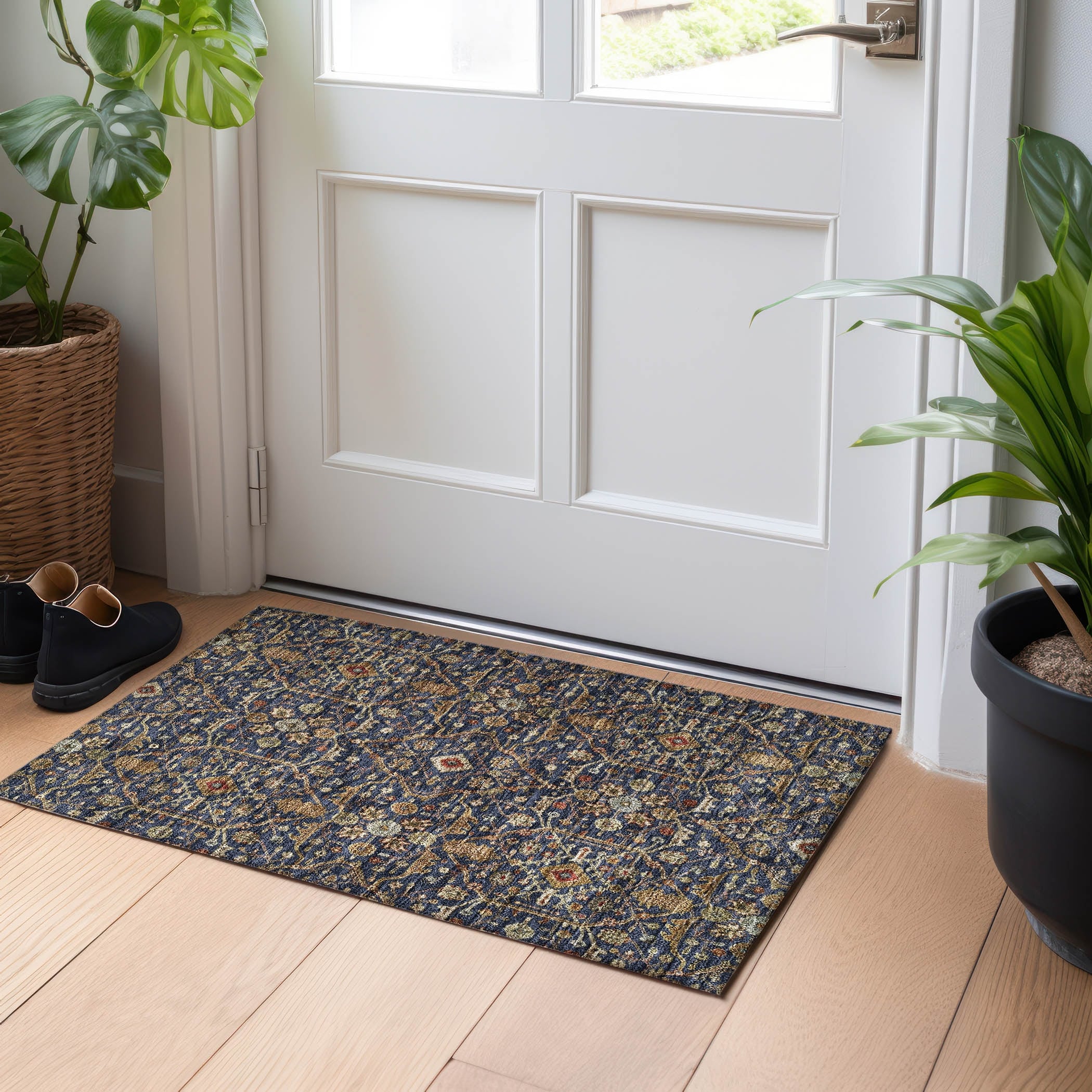 Tapis persan traditionnel Chantille lavable en machine pour intérieur/extérieur