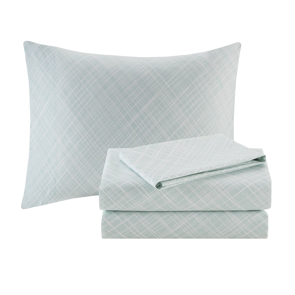 Parure de lit Madison Park Essentials Pelham Bay corail/vert avec draps en coton