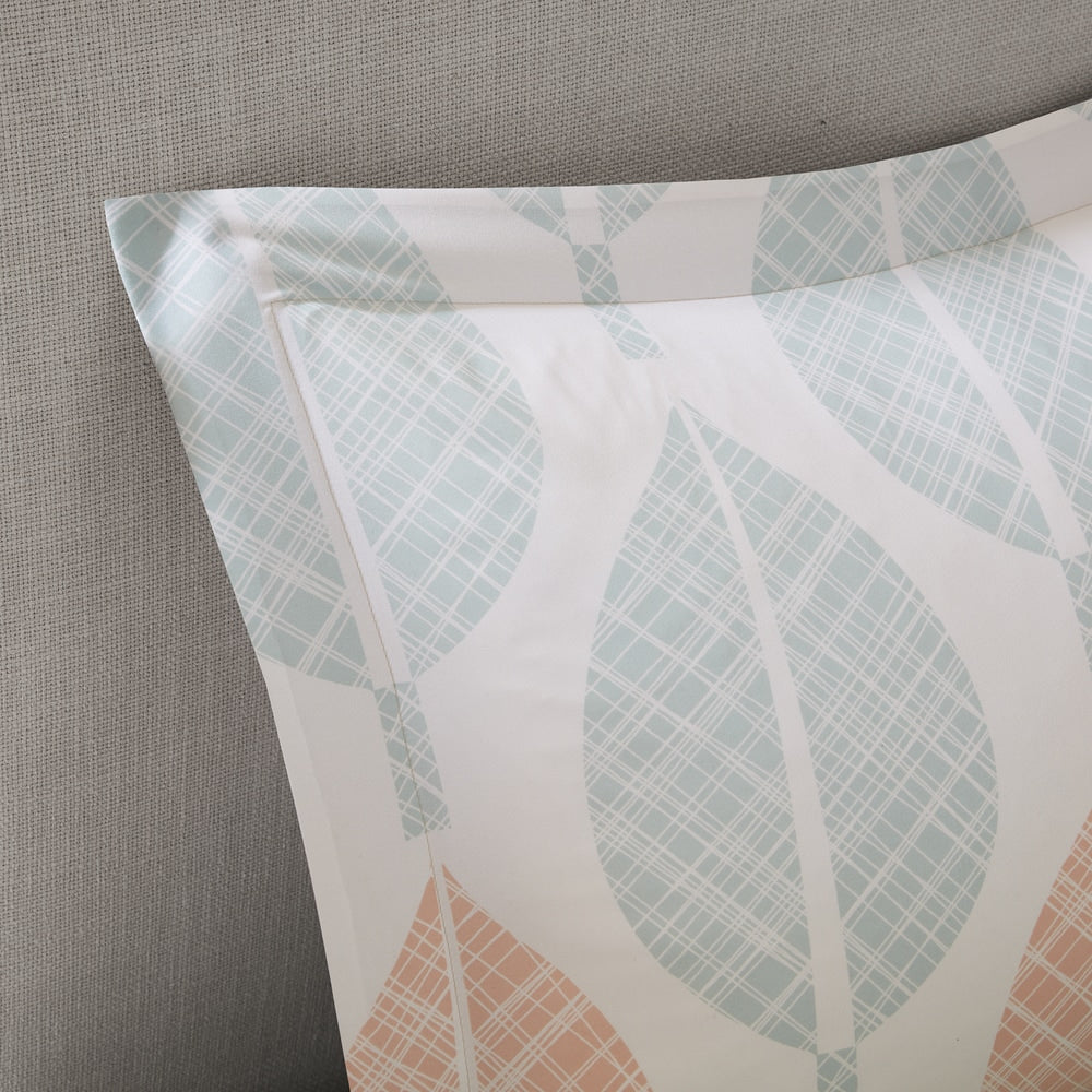 Parure de lit Madison Park Essentials Pelham Bay corail/vert avec draps en coton