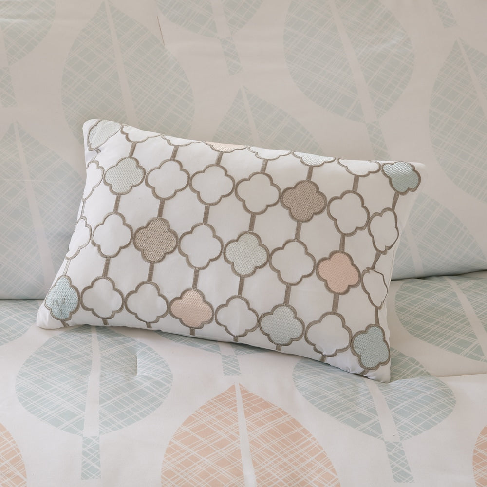 Parure de lit Madison Park Essentials Pelham Bay corail/vert avec draps en coton