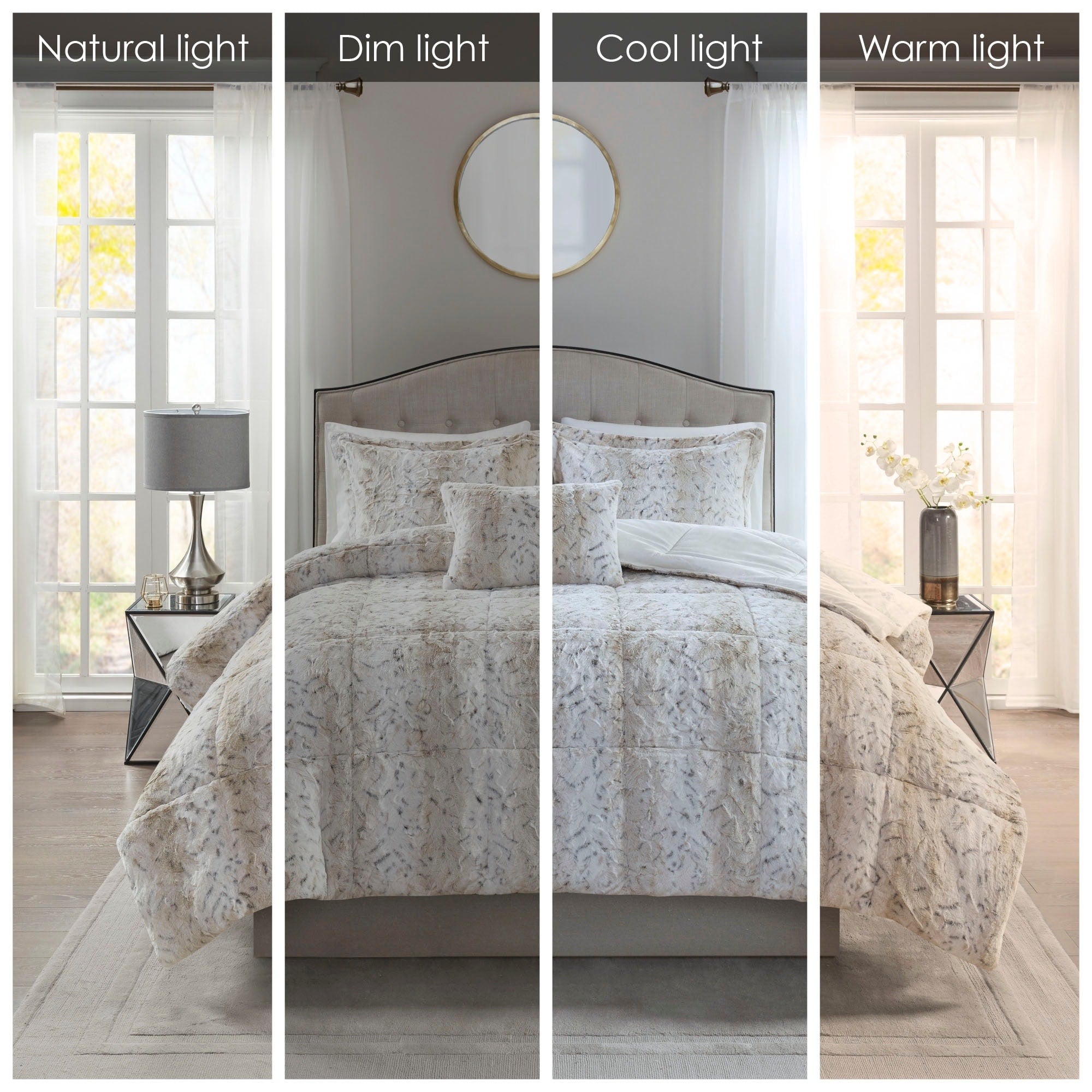 Madison Park Ensemble d'édredon en fausse fourrure Marselle