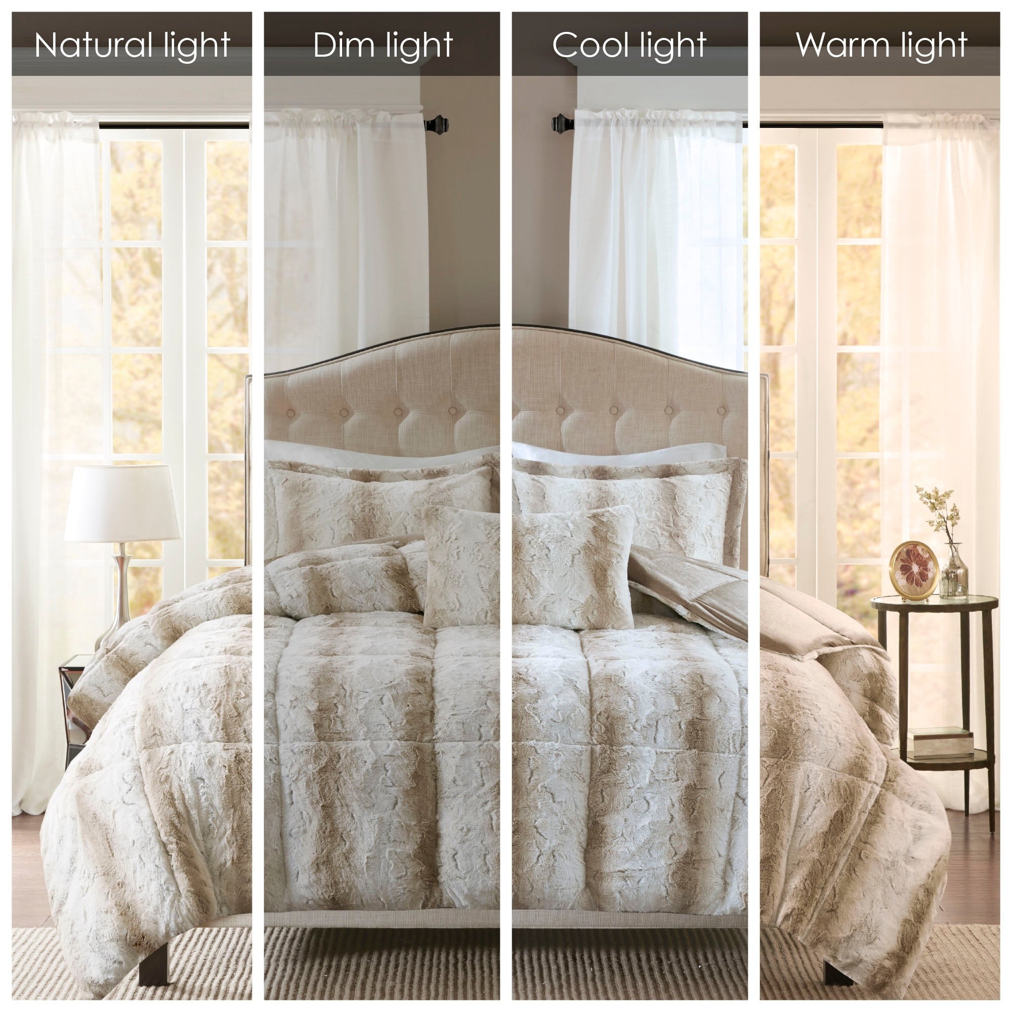 Madison Park Ensemble d'édredon en fausse fourrure Marselle