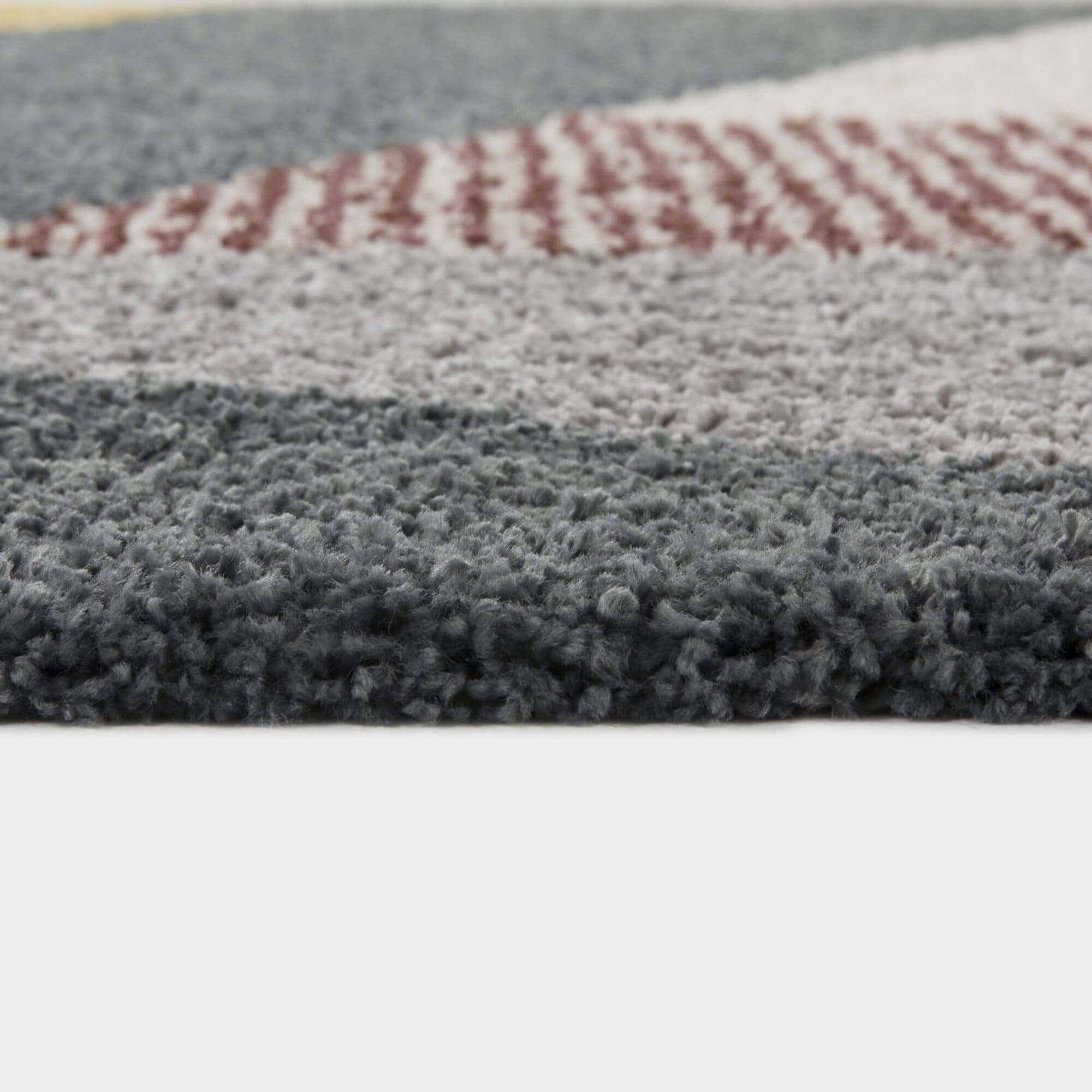 Tapis à poils longs Merril de style moderne du milieu du siècle, à blocs de couleurs