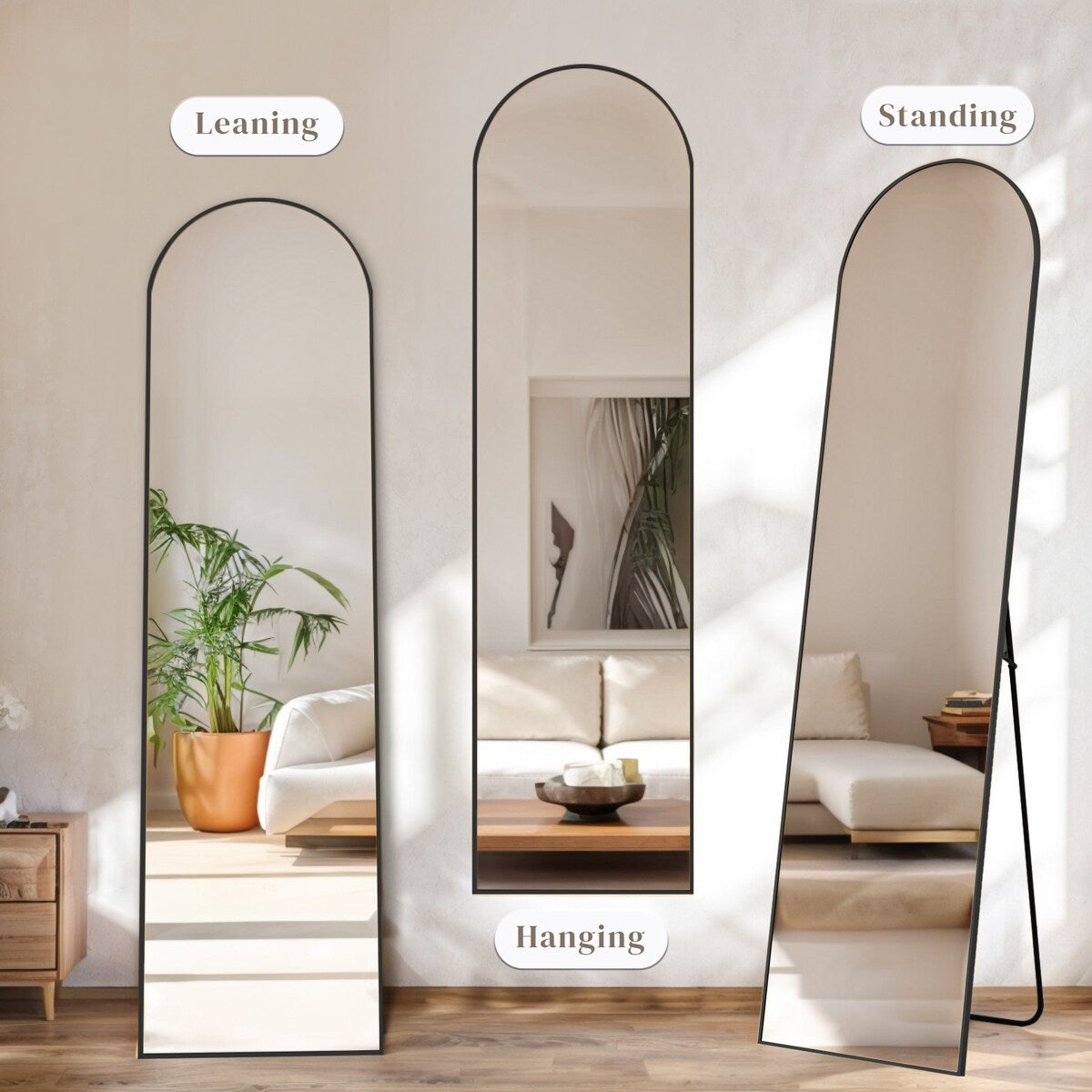 Miroir mural pleine longueur avec verre incassable, à poser au sol pour chambre à coucher, vestiaire