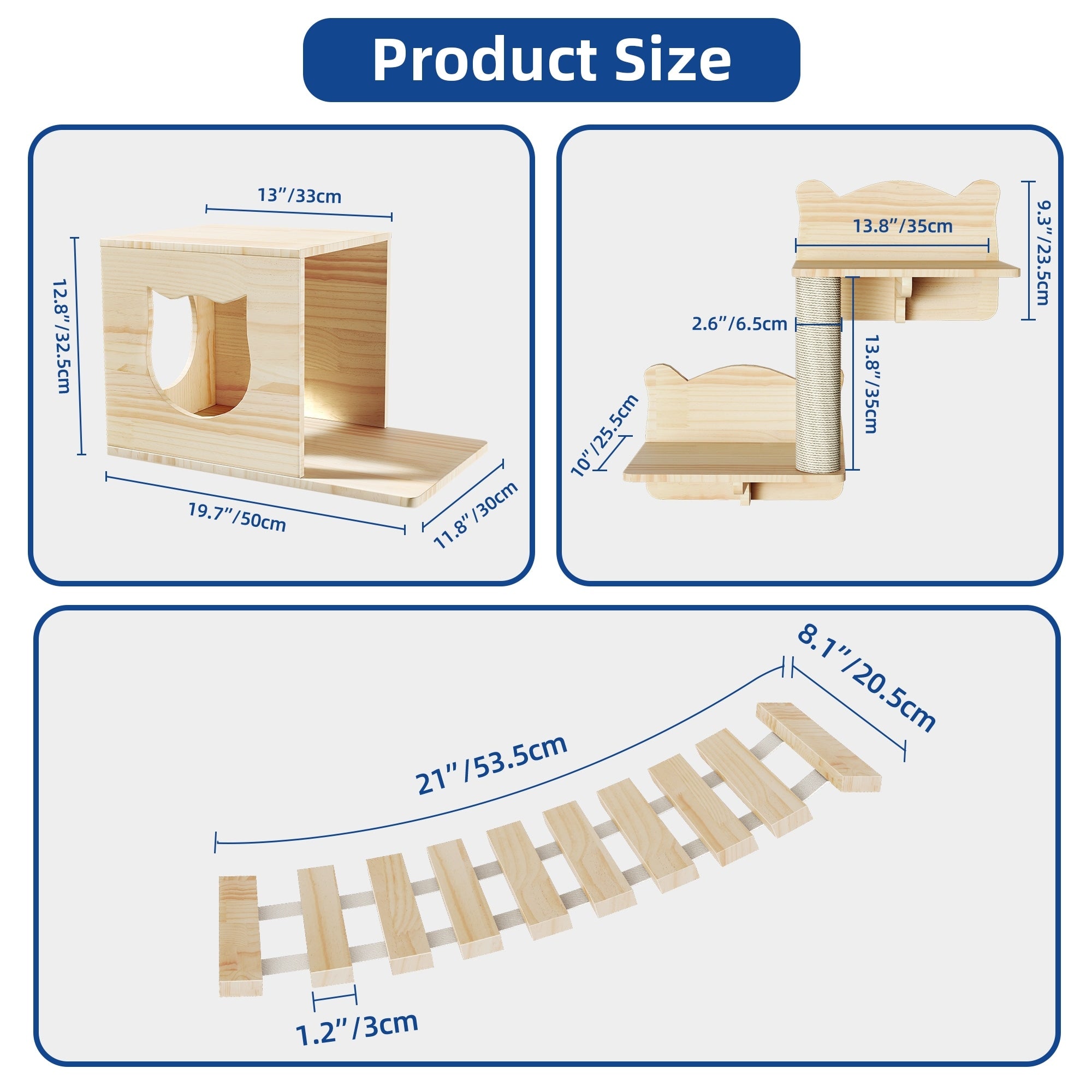 Ensemble d'étagères murales pour chat Moasis Ensemble d'escalade mural en bois pour chat