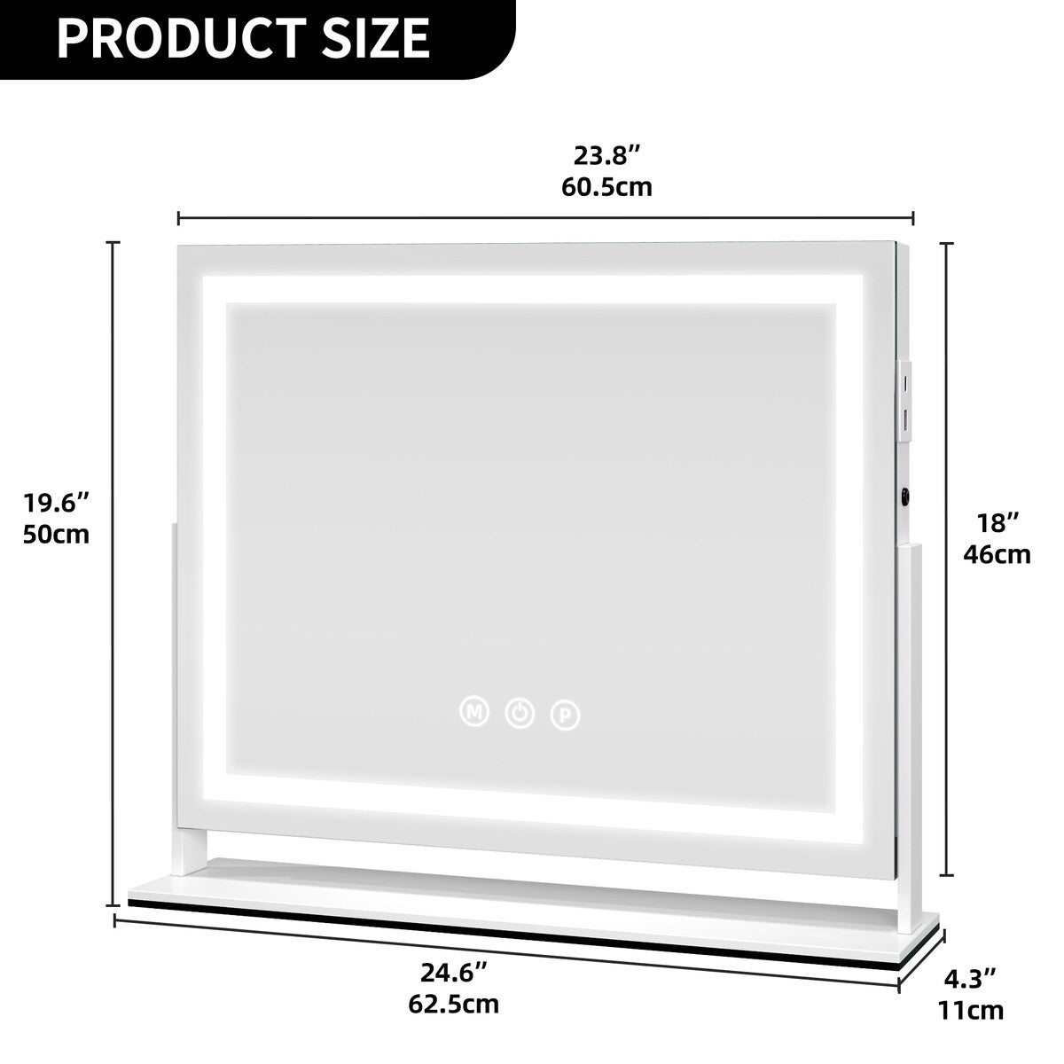 Miroir de maquillage Moasis avec éclairage LED, port de chargement USB, grossissement x10, haut-parleur Bluetooth