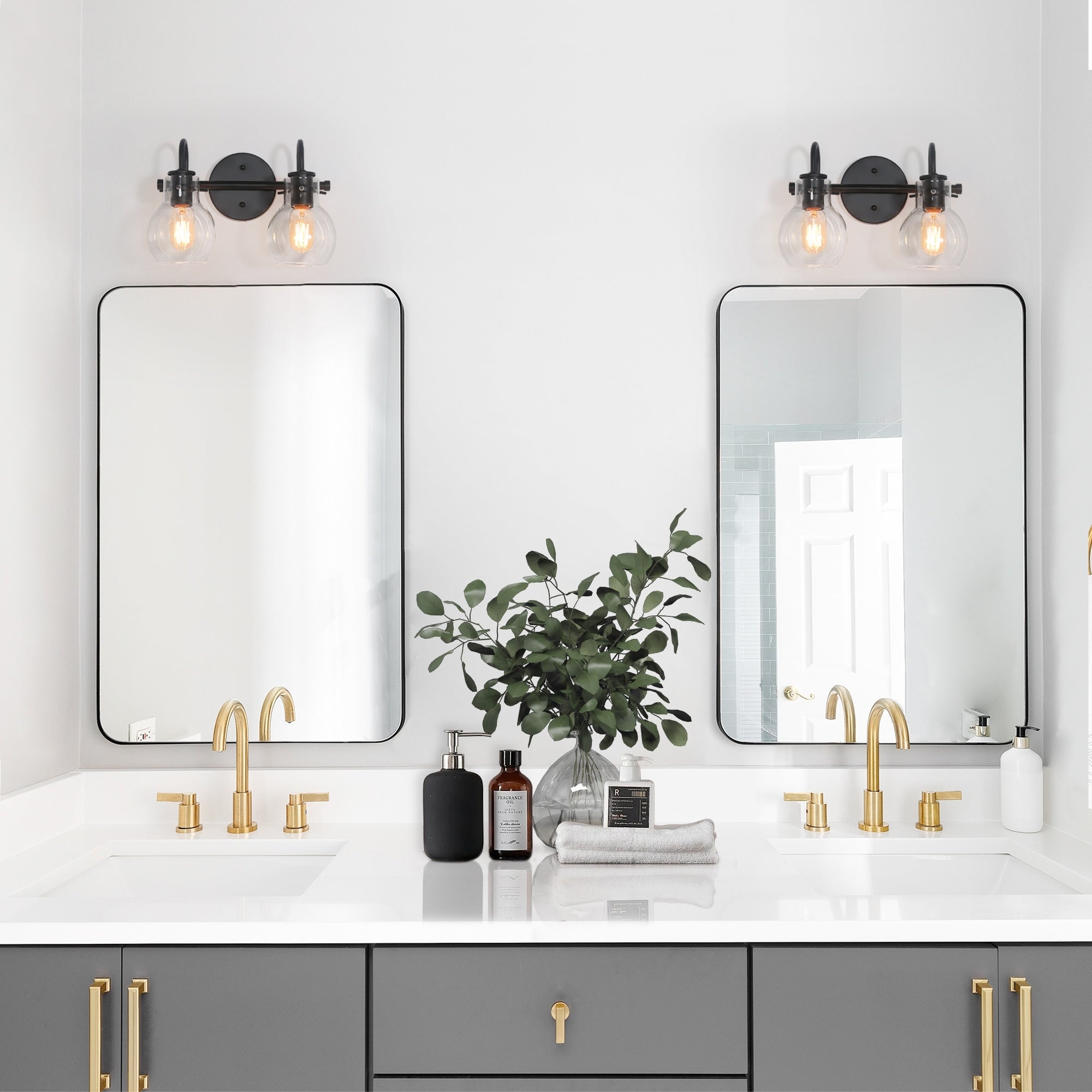 Modern 2/3/4/5-Light Bathroom Vanity Light Globe Glass Wall Sconce Minimalist Design