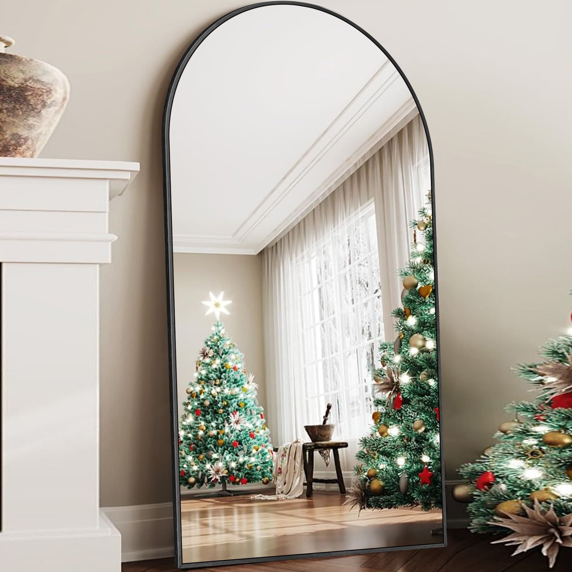 Miroir de sol moderne en alliage d'aluminium arqué sur toute la longueur