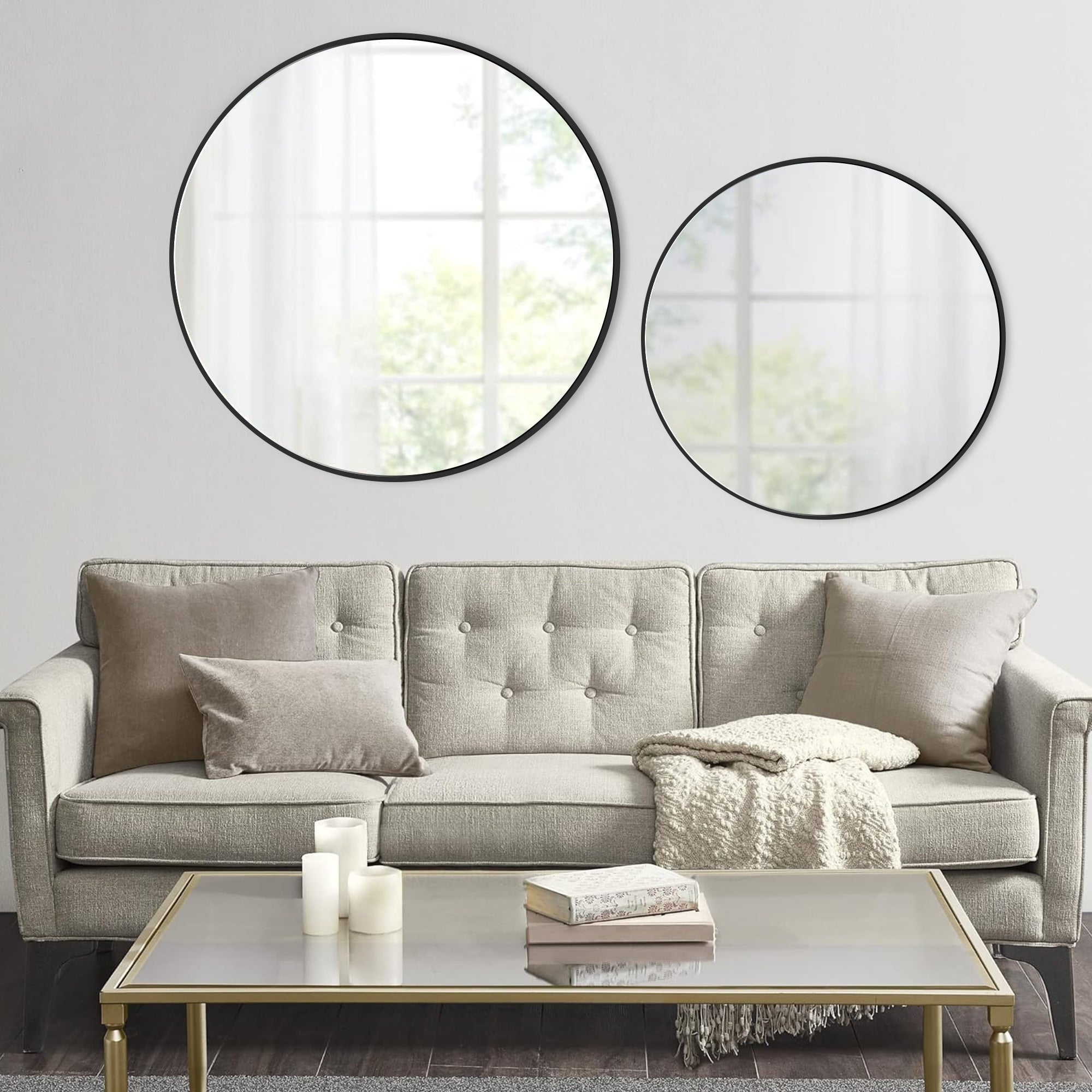 Miroir de courtoisie rond mural pour salle de bain moderne