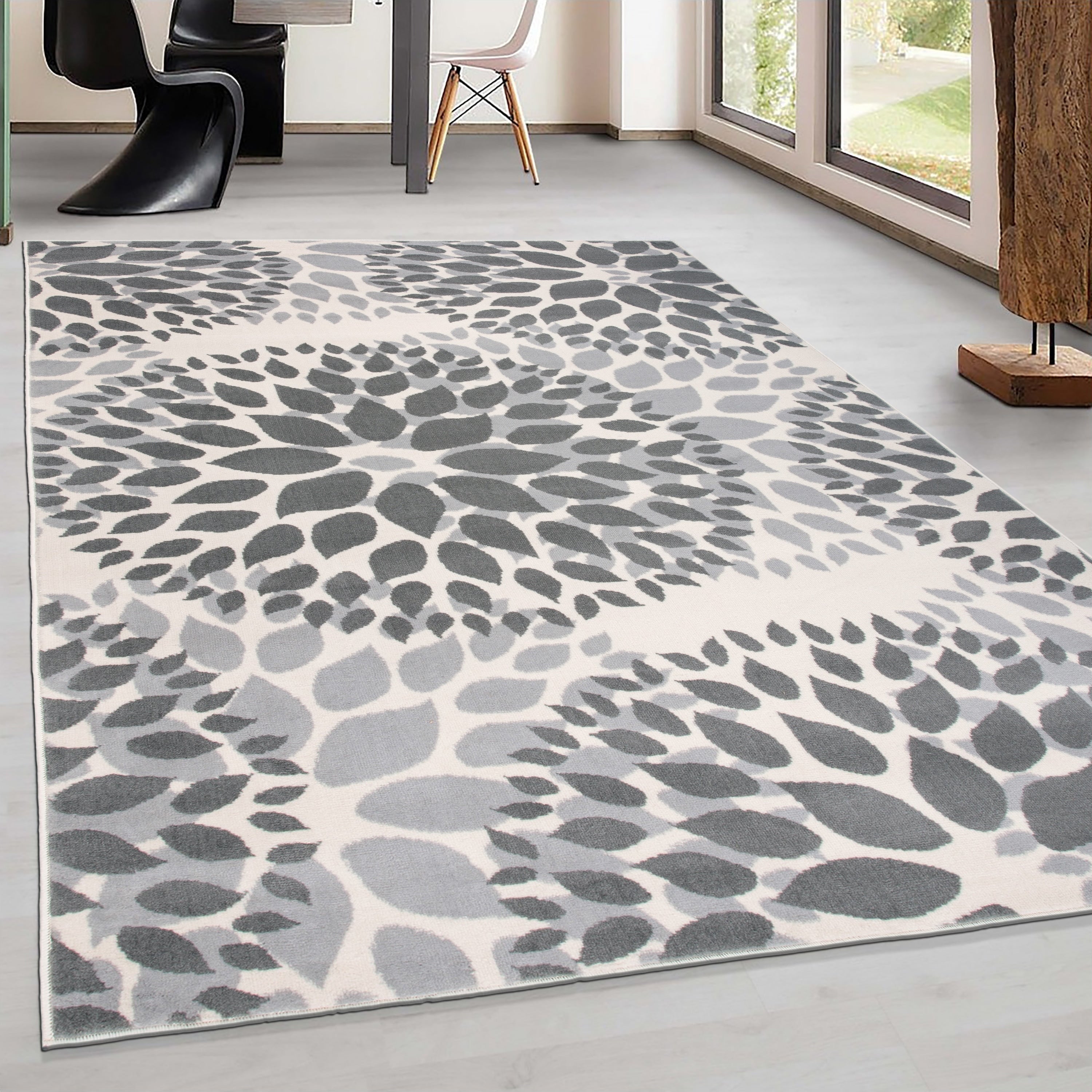 Tapis moderne à motifs floraux circulaires de la World Rug Gallery